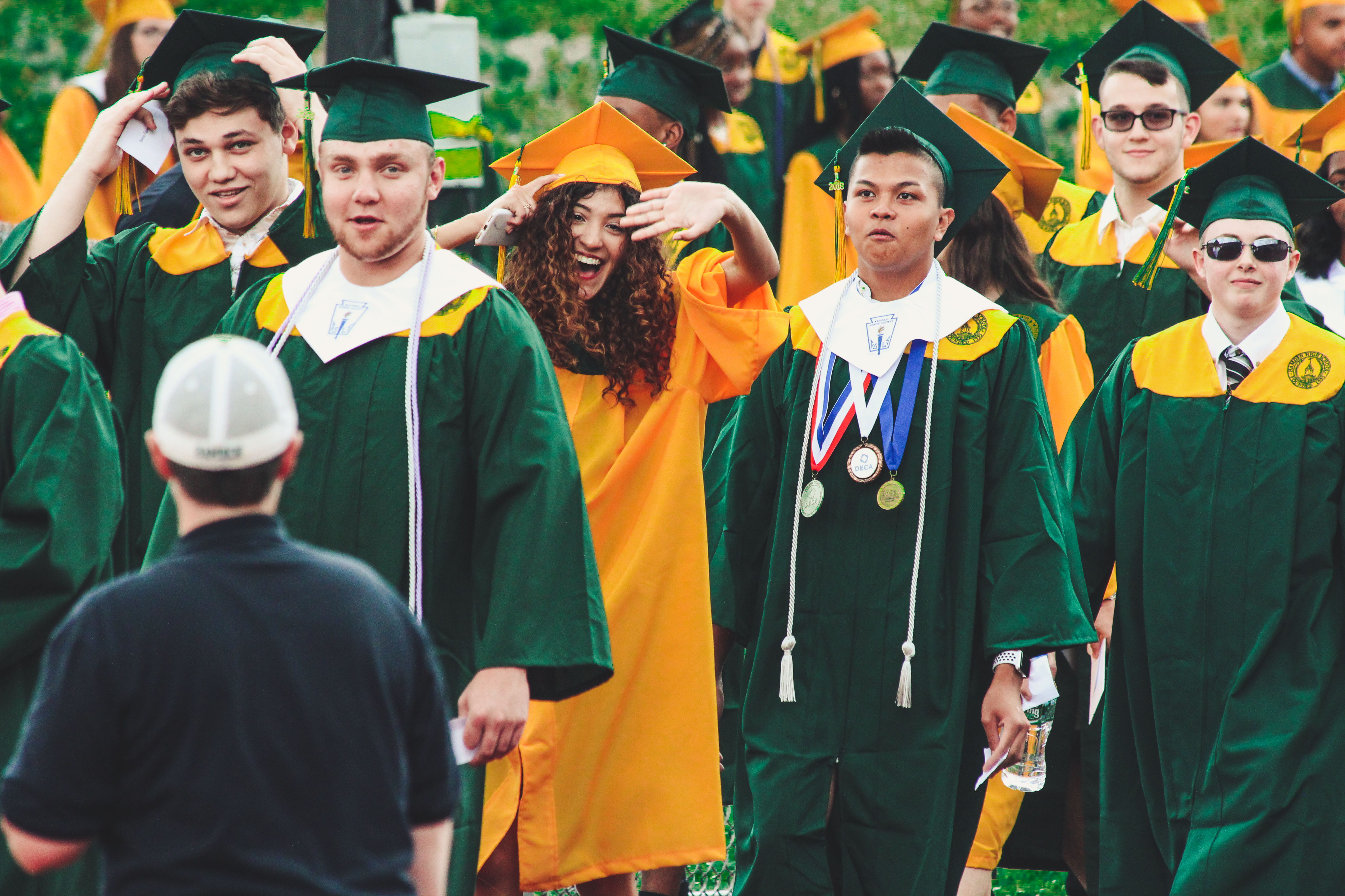 emotion, day, education, clothing, graduation, standing, outdoors, competition, men, team sport, soccer, celebration, togetherness, excitement, happiness, HD Wallpaper