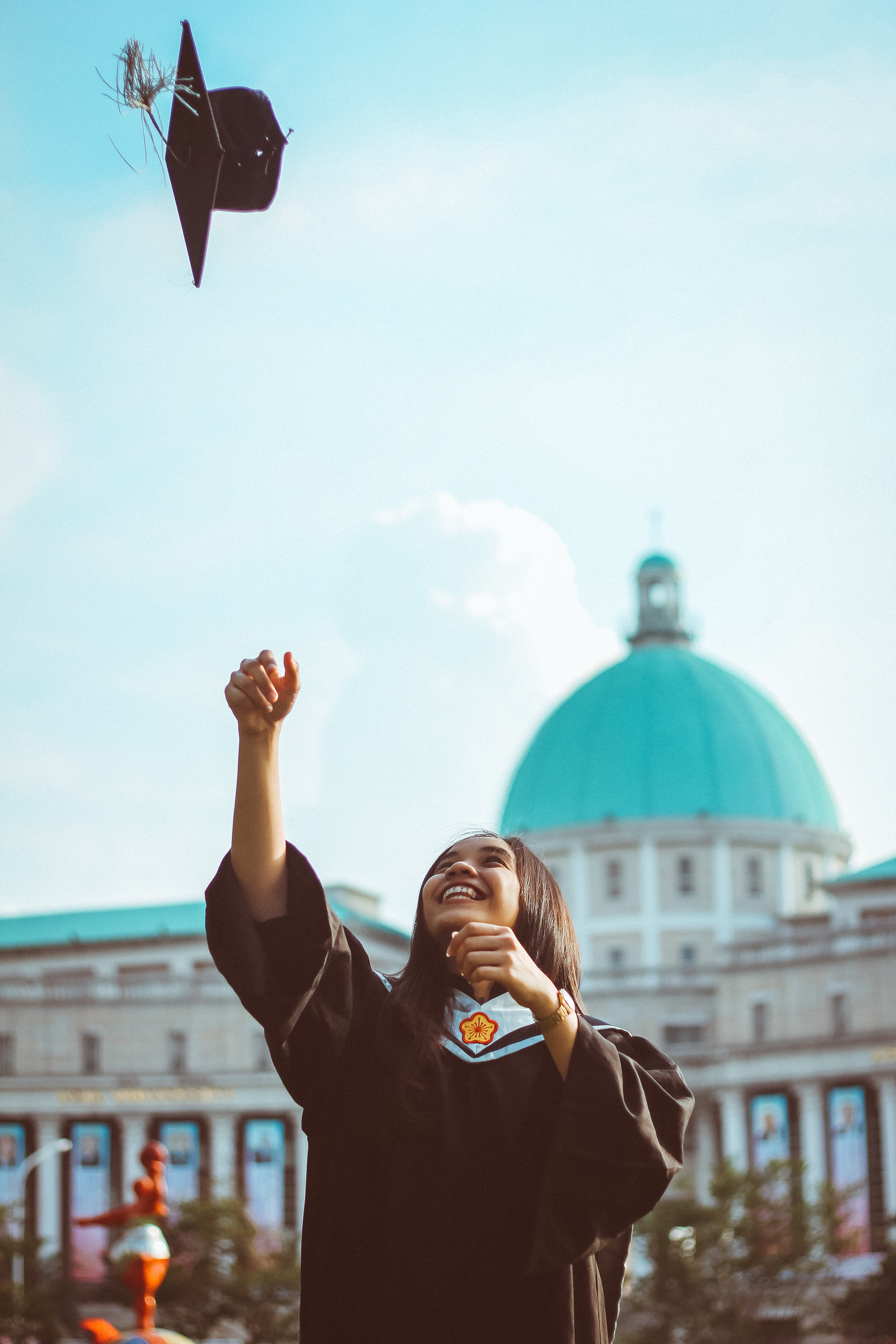 girl, people, cheerful, woman, architecture, standing, leisure activity, front view, graduation, portrait, sky, school, lifestyles, one Person, emotion, Phone HD Wallpaper