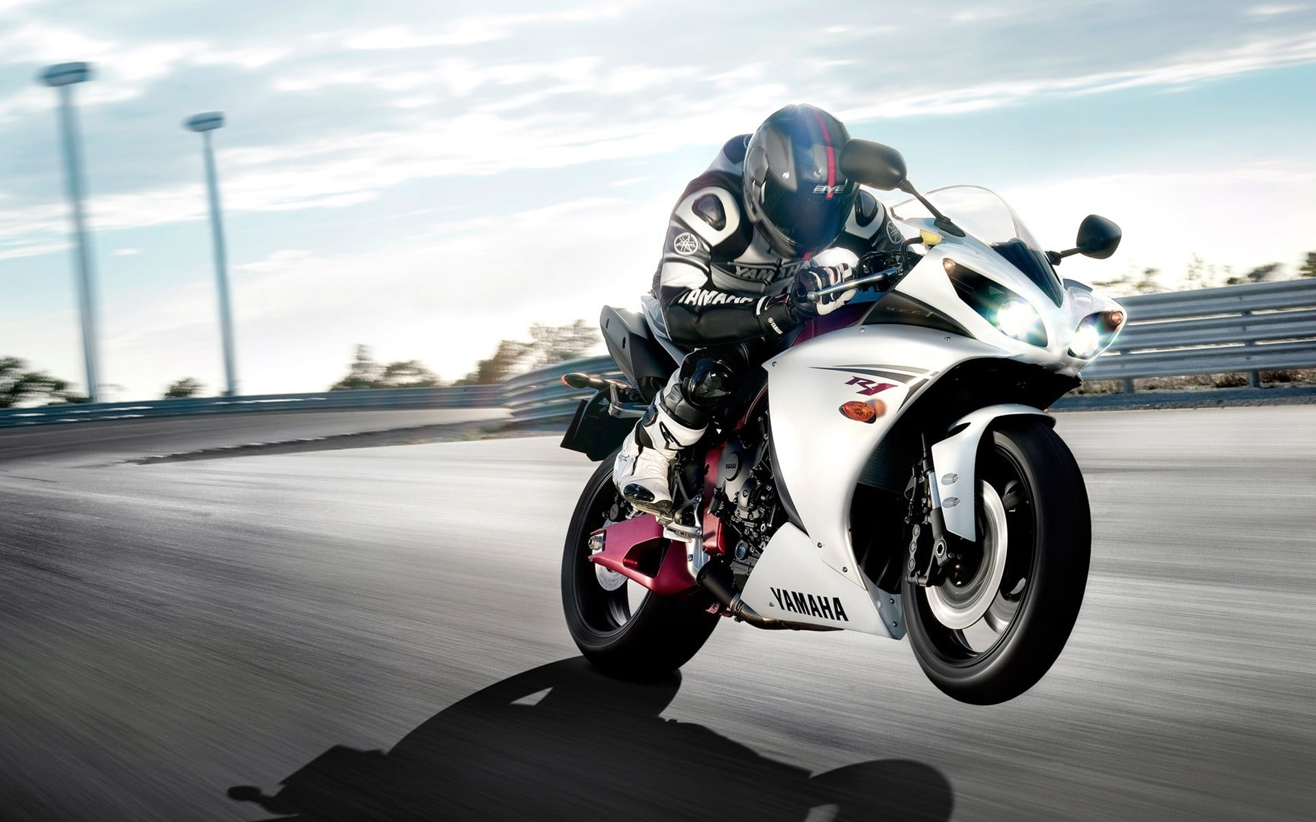 track, speed, yamaha, white, race, r, bike, moto, sports, 1080P, HD Wallpaper