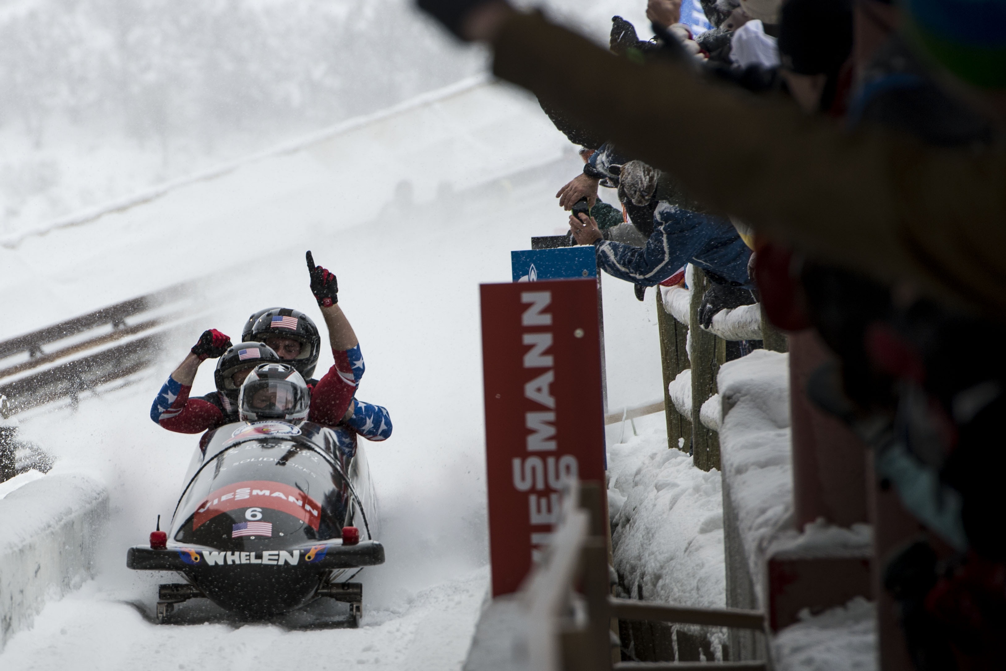 bobsled, ice rink, mode of transportation, land vehicle, winter, three, mobile, bobsledding, outdoors, nature, winter sport, cold temperature, person, team, HD Wallpaper