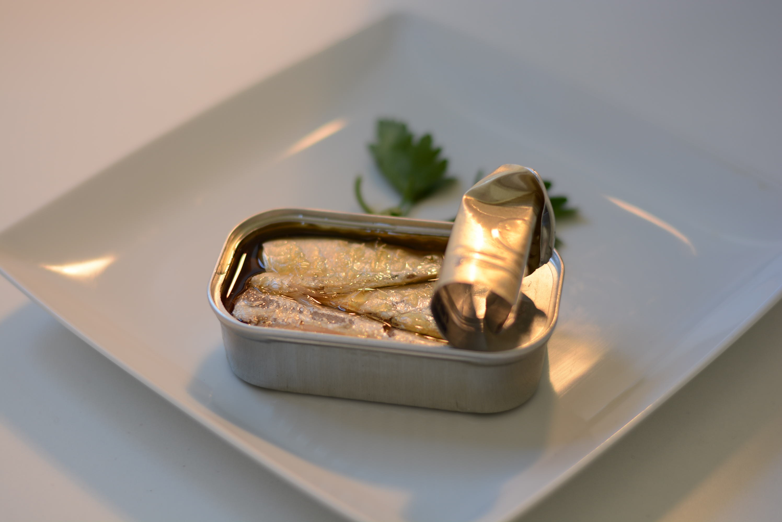 jewelry, personal accessory, near, leaves, tray, opened, container, table, food and drink, sardines, gold colored, fish, oil, power, still life, close-up, HD Wallpaper