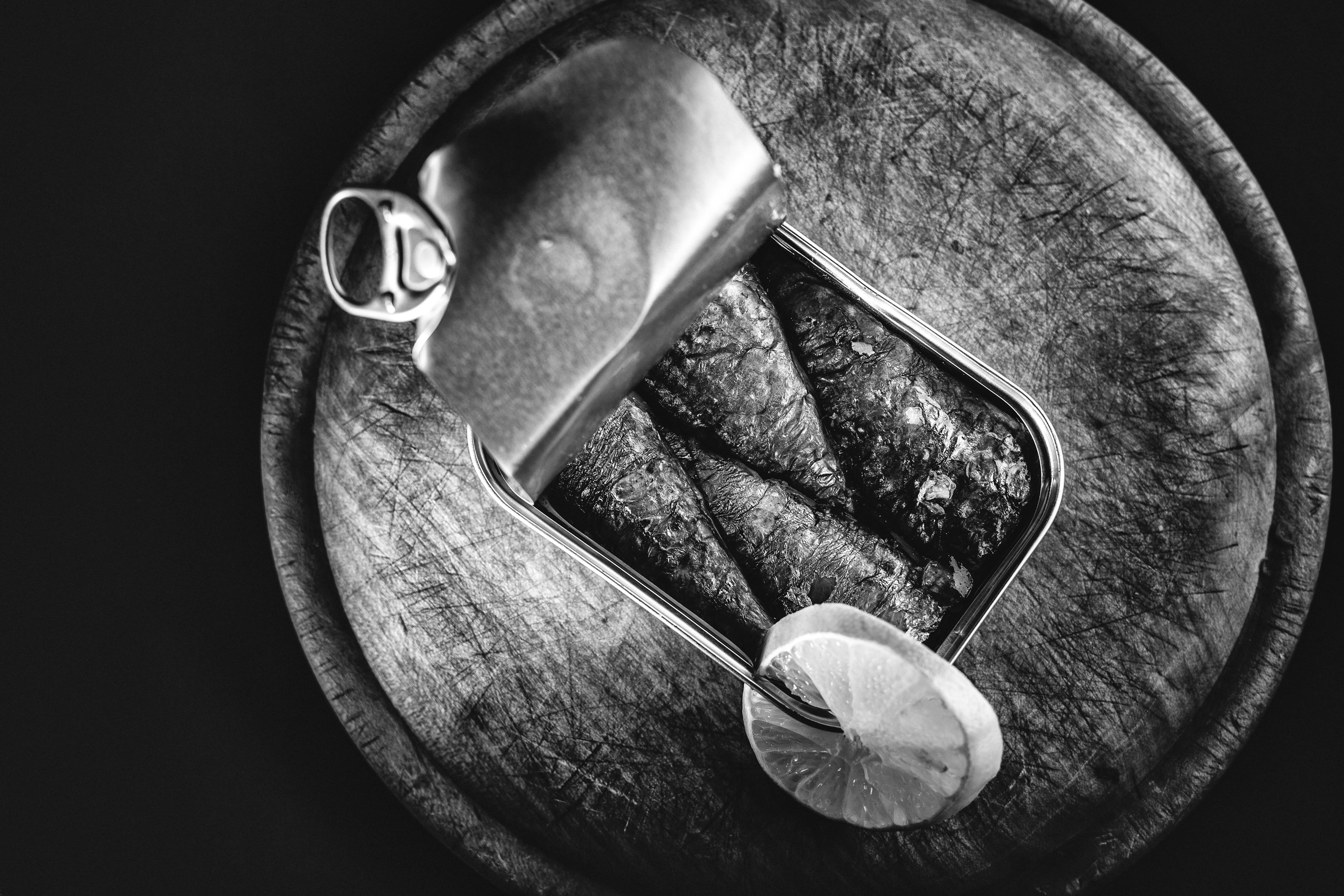indoors, fish, freshness, spoon, still life, human body part, black background, box, table, fruit, metal, eat, directly above, lunch, kitchen utensil, lemon, HD Wallpaper