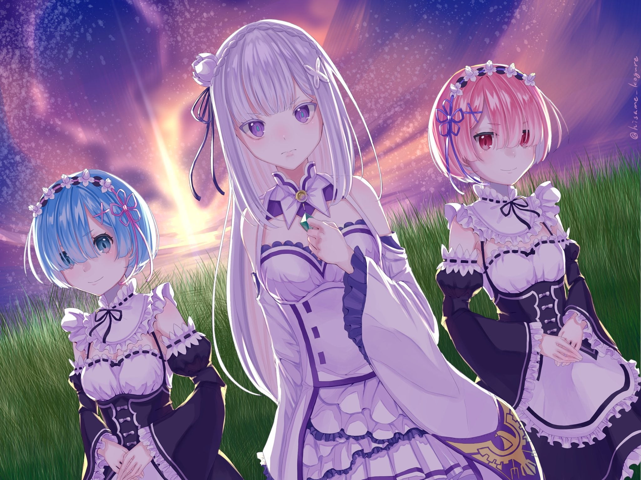 Ram (Re:ZERO), Emilia (Re:ZERO), Re:ZERO -Starting Life in Another World-, Rem (Re:ZERO), 1080P, Anime, HD Wallpaper
