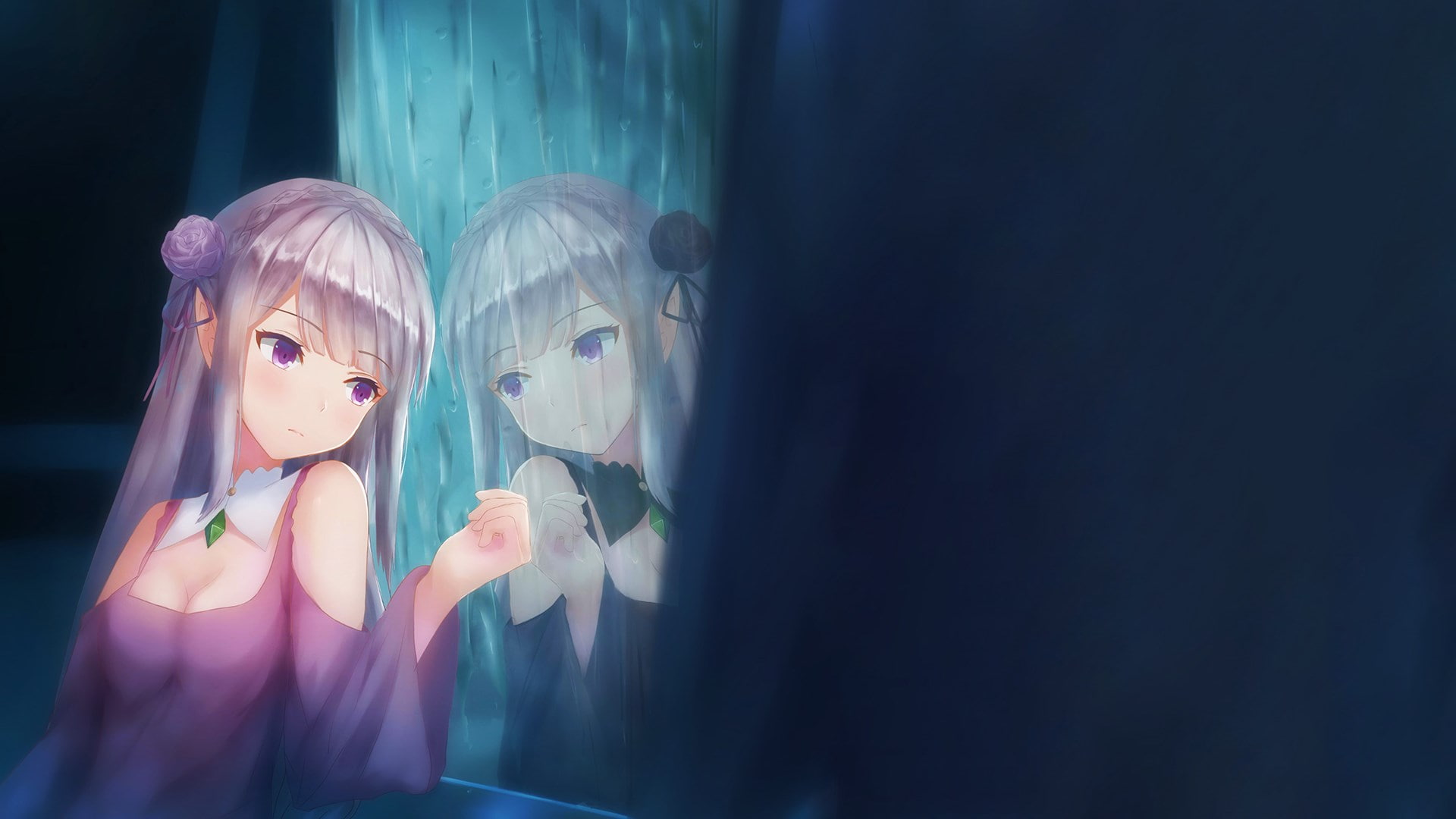 transparent, young women, glass - material, portrait, headshot, reflection, rezero starting life in another world, representation, real people, beautiful woman, HD Wallpaper