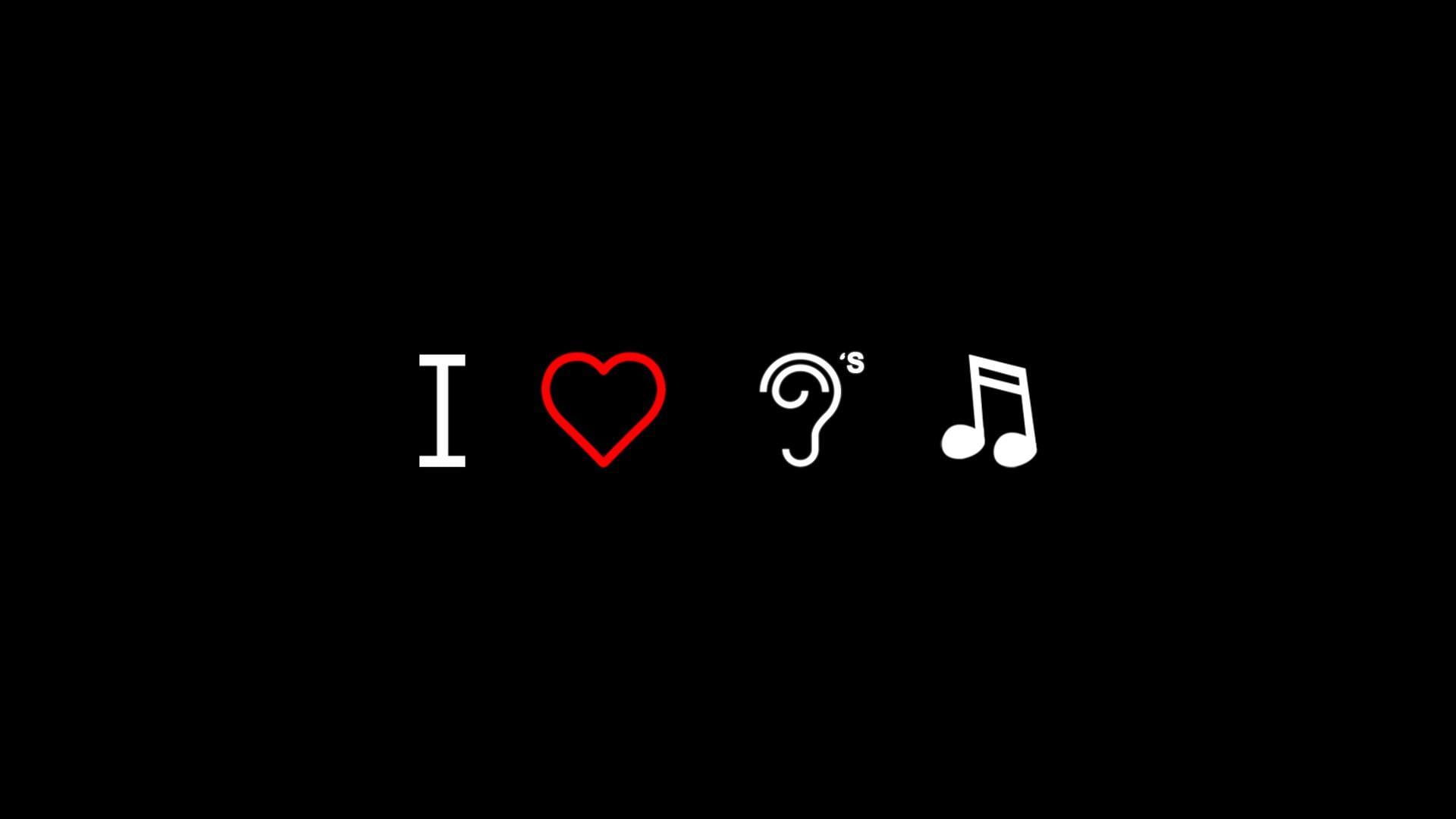 heart, music, 1080P, hearing, hd, minimalistic, i, love, HD Wallpaper