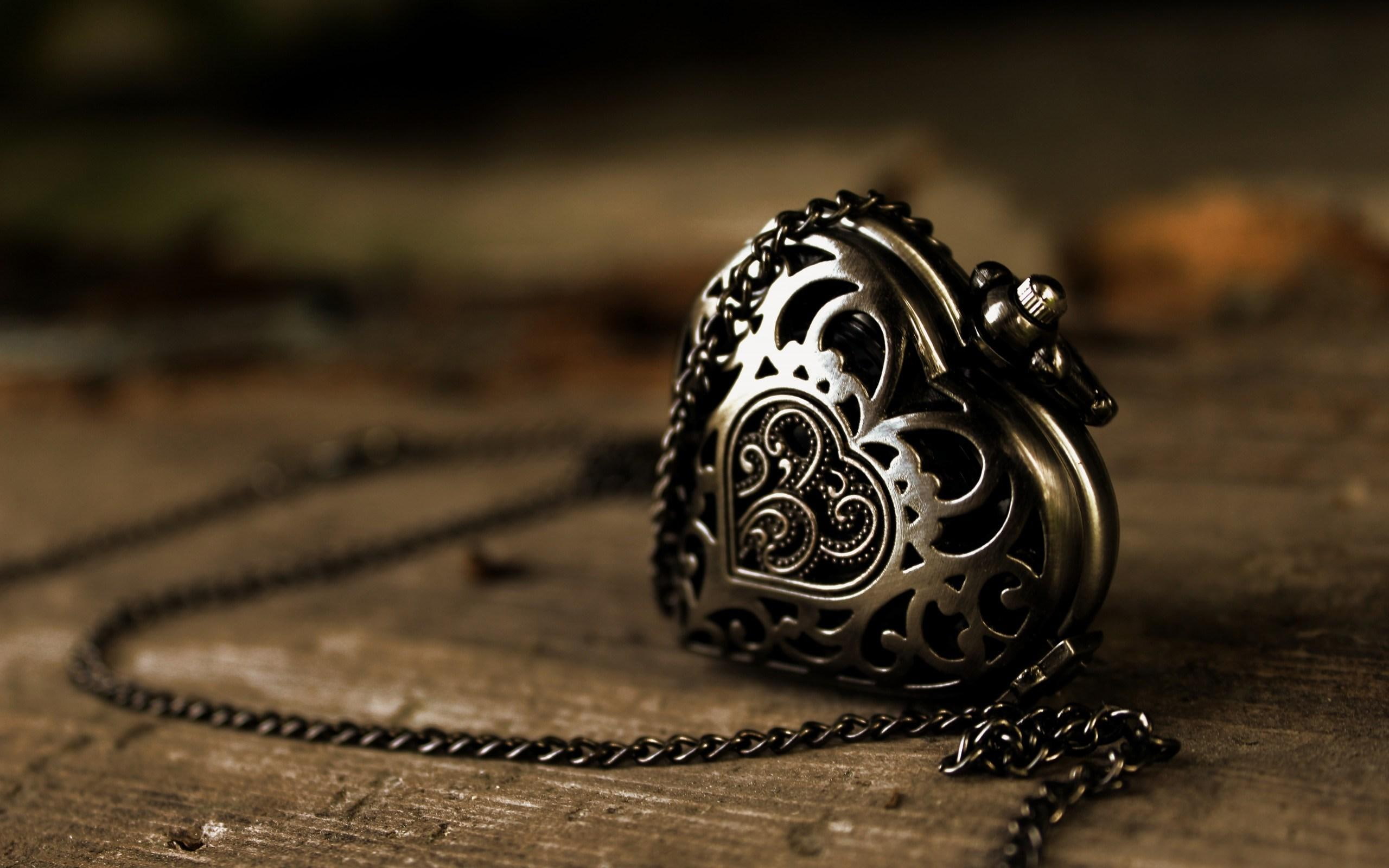 pendant, watch, love, pocket, 2K, heart, necklace, silver, chain, HD Wallpaper