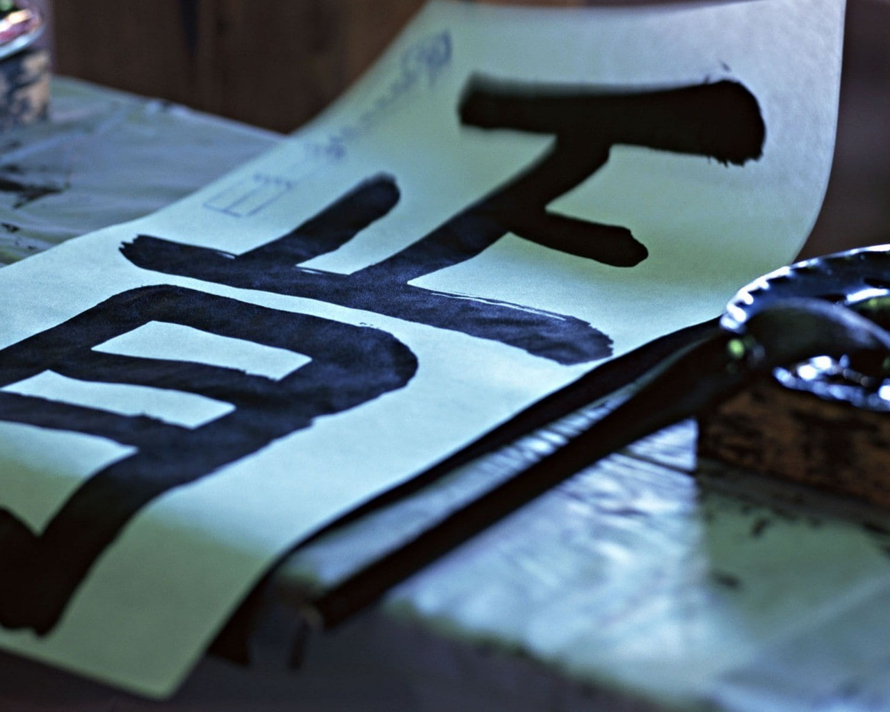 inkstone, handwriting, kanji, brush, 720P, HD Wallpaper