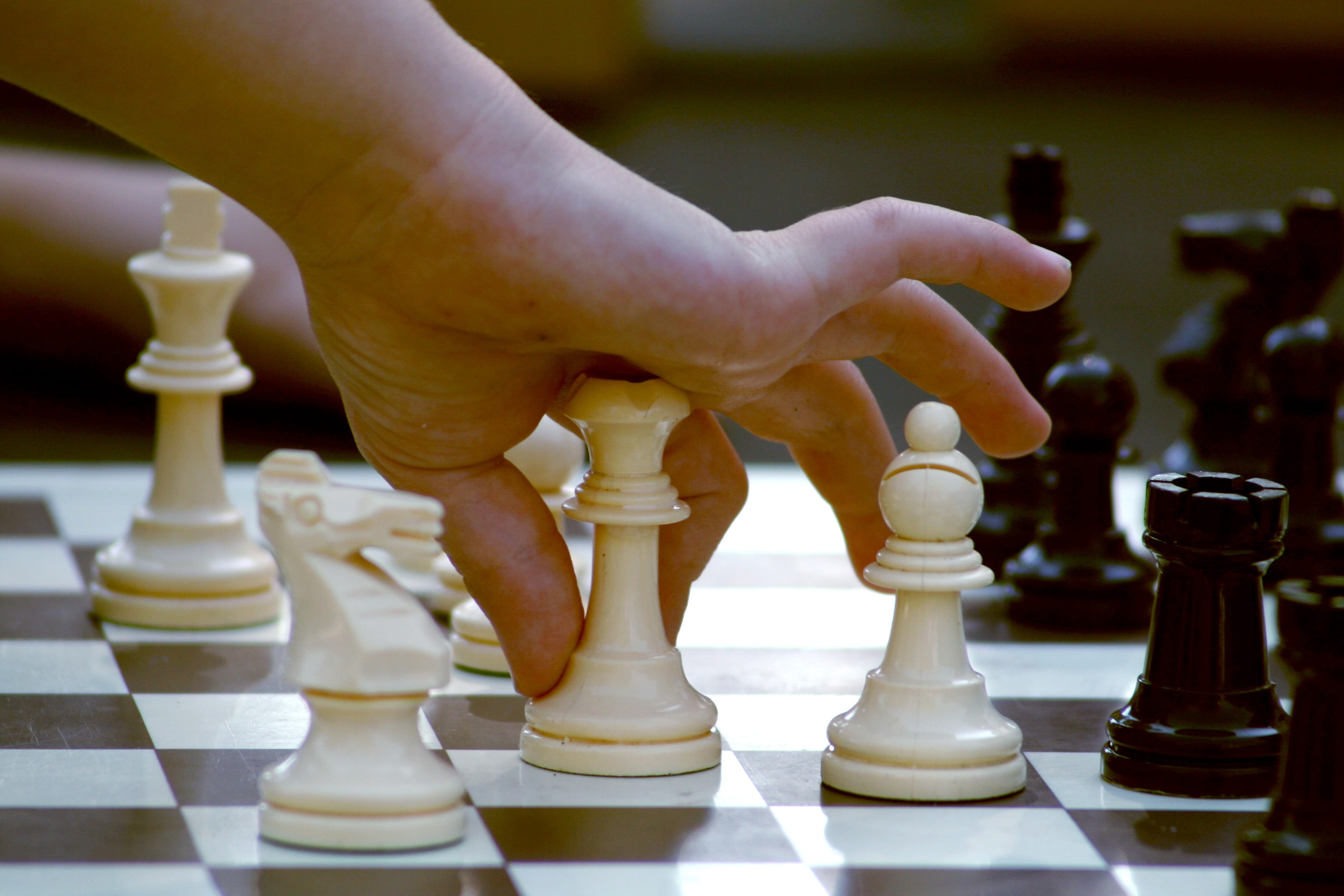 leisure, chessboard, victory, adult, thinking, 2K, success, white, arts culture and entertainment, chess, leisure games, indoors, move, skill, play, human limb, HD Wallpaper