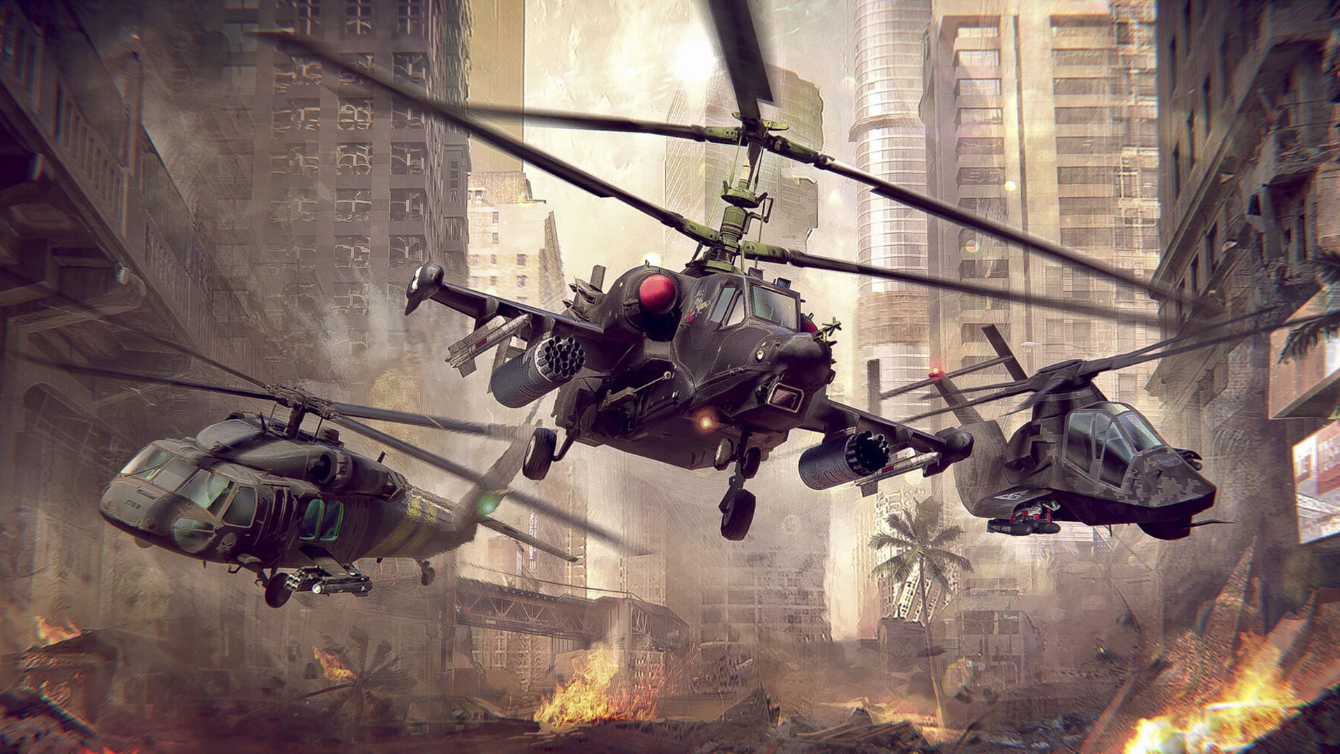 The game, Military Machine, Helicopters, Art, Technique, USA, by Constantin Pankratov, Black Hawk, Game Art, Black shark, Fighting Machines, 1080P, Combat Vehicle, HD Wallpaper