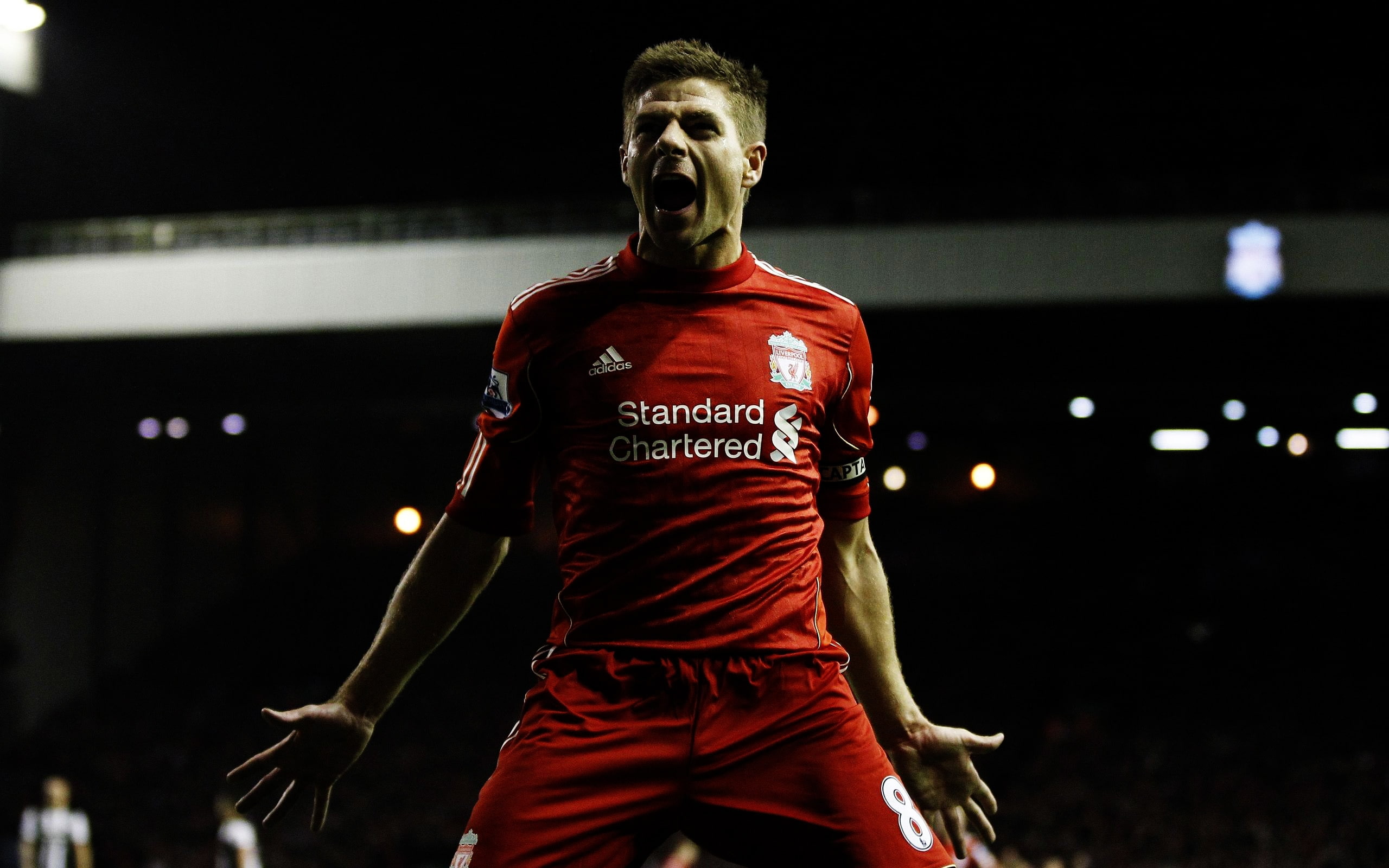 Premier League, steven, white, shirt, england, s, soccer, adidas, player, t, jersey, football, barclays, liverpool, red, gerrard, mens, 2K, HD Wallpaper