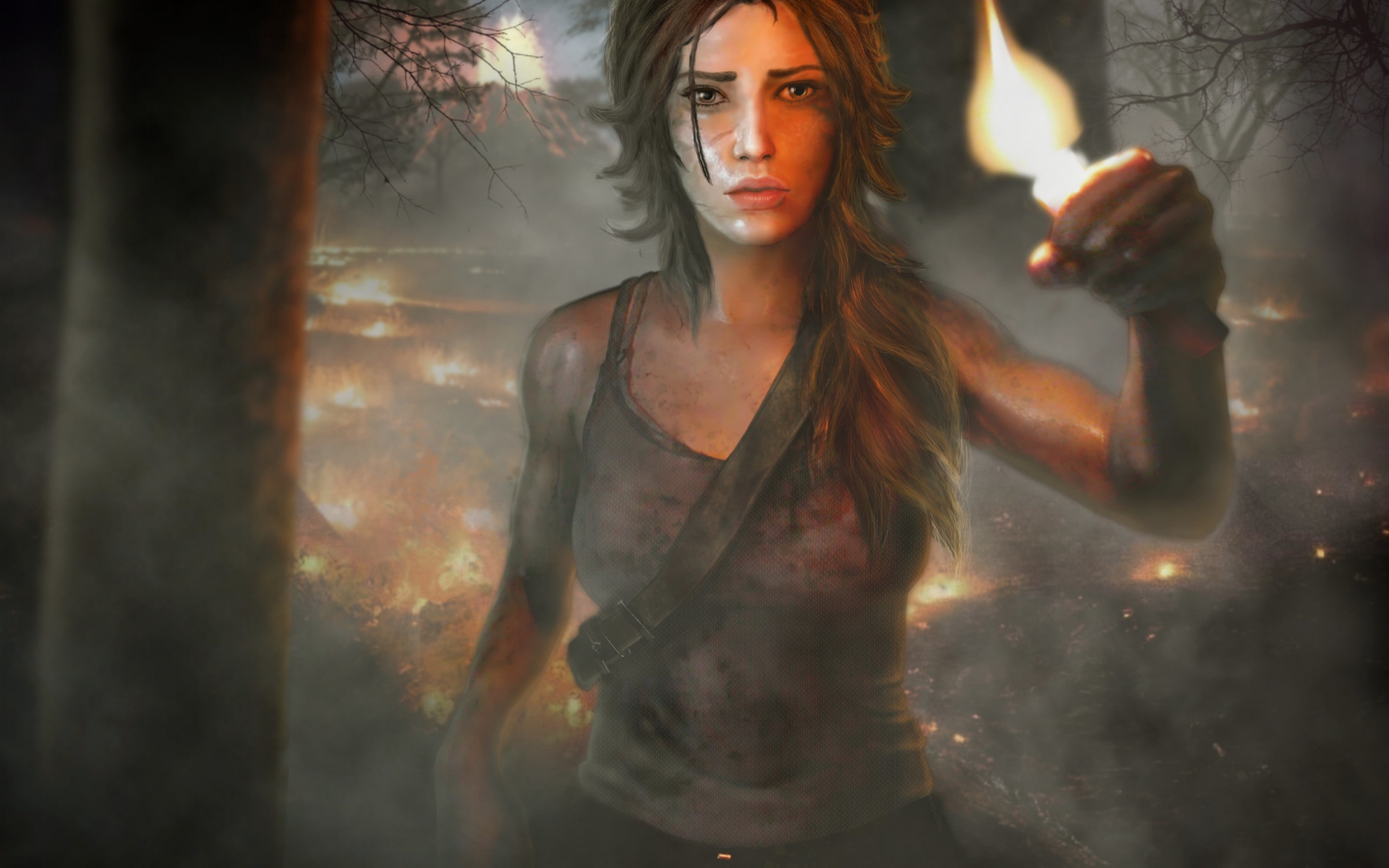 raider, poster, forest fire, 2K, tomb raider, tomb, Video Game, girl, game, HD Wallpaper