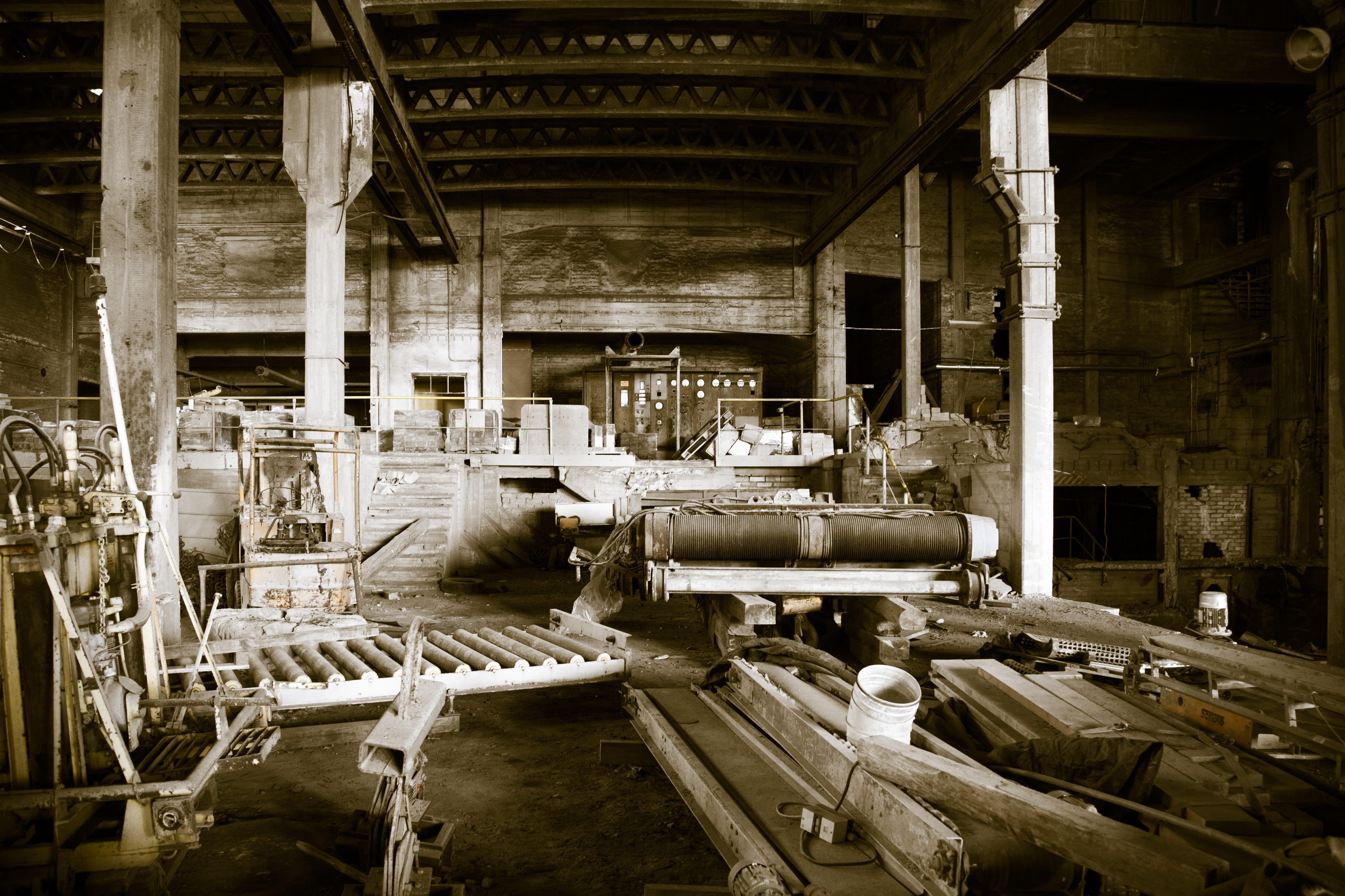 plant, building, empty, pipes, steel, metallic, bad condition, unhygienic, structure, equipment, decay, outdoors, dirty, damaged, architectural column, HD Wallpaper