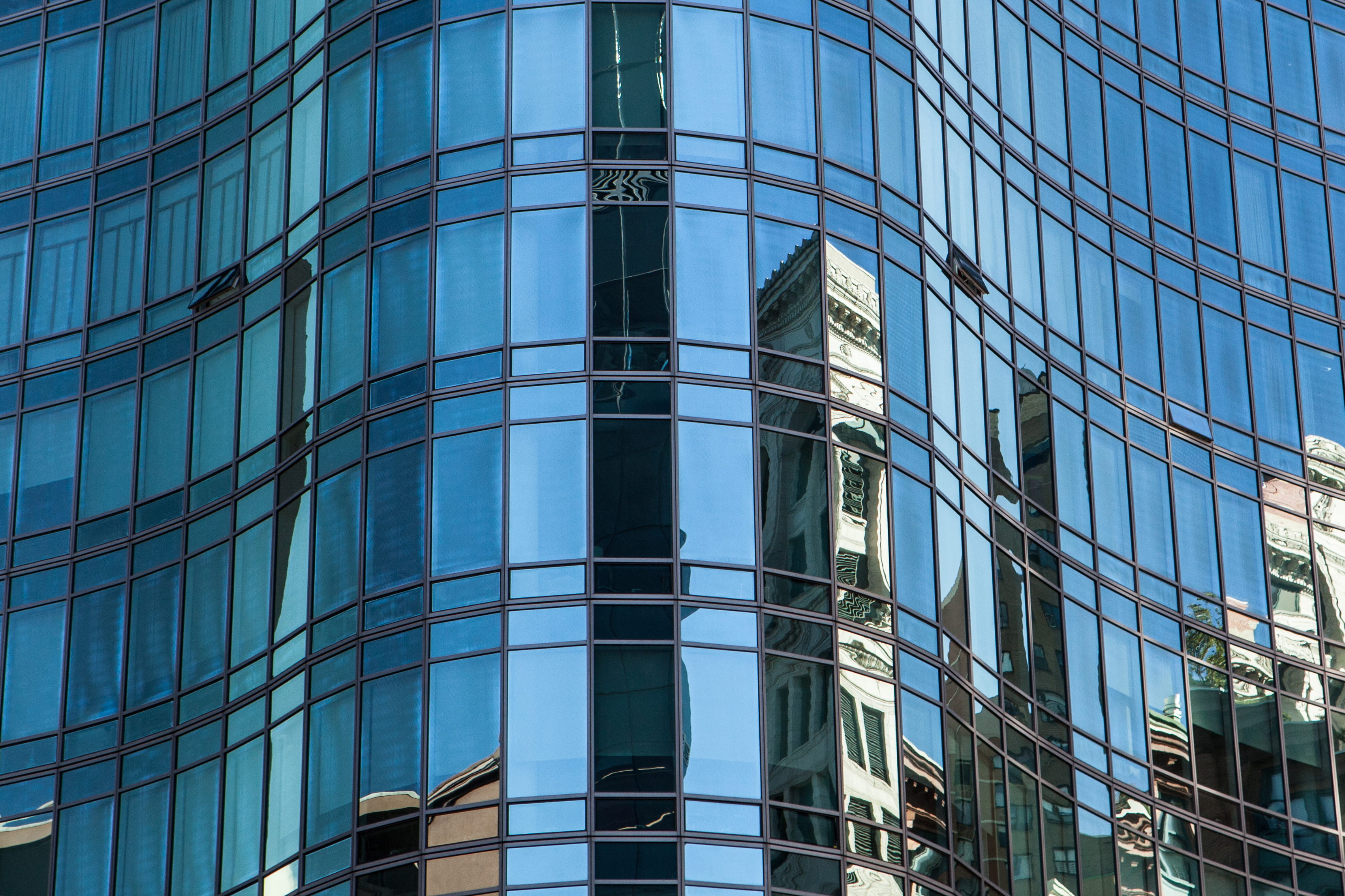 nature, sky, manhattan, Reflected, office building exterior, downtown District, reflection, steel, tall - High, futuristic, blue, place of work, outdoors, HD Wallpaper
