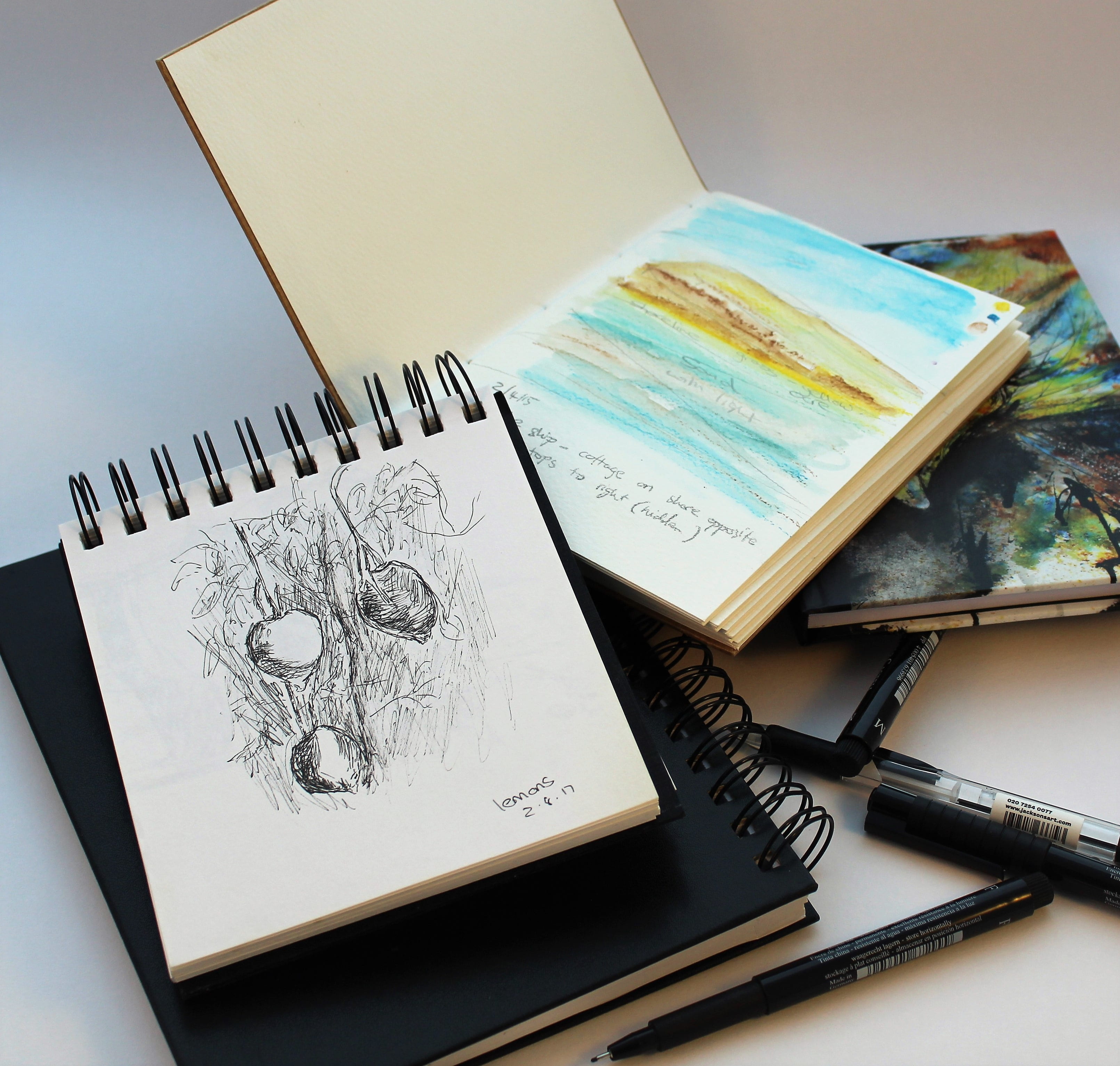 doodle, note pad, communication, indoors, paint, creativity, ink, pen, spiral notebook, artwork, 2K, text, pencil, art, school, fruits, close-up, no people, HD Wallpaper
