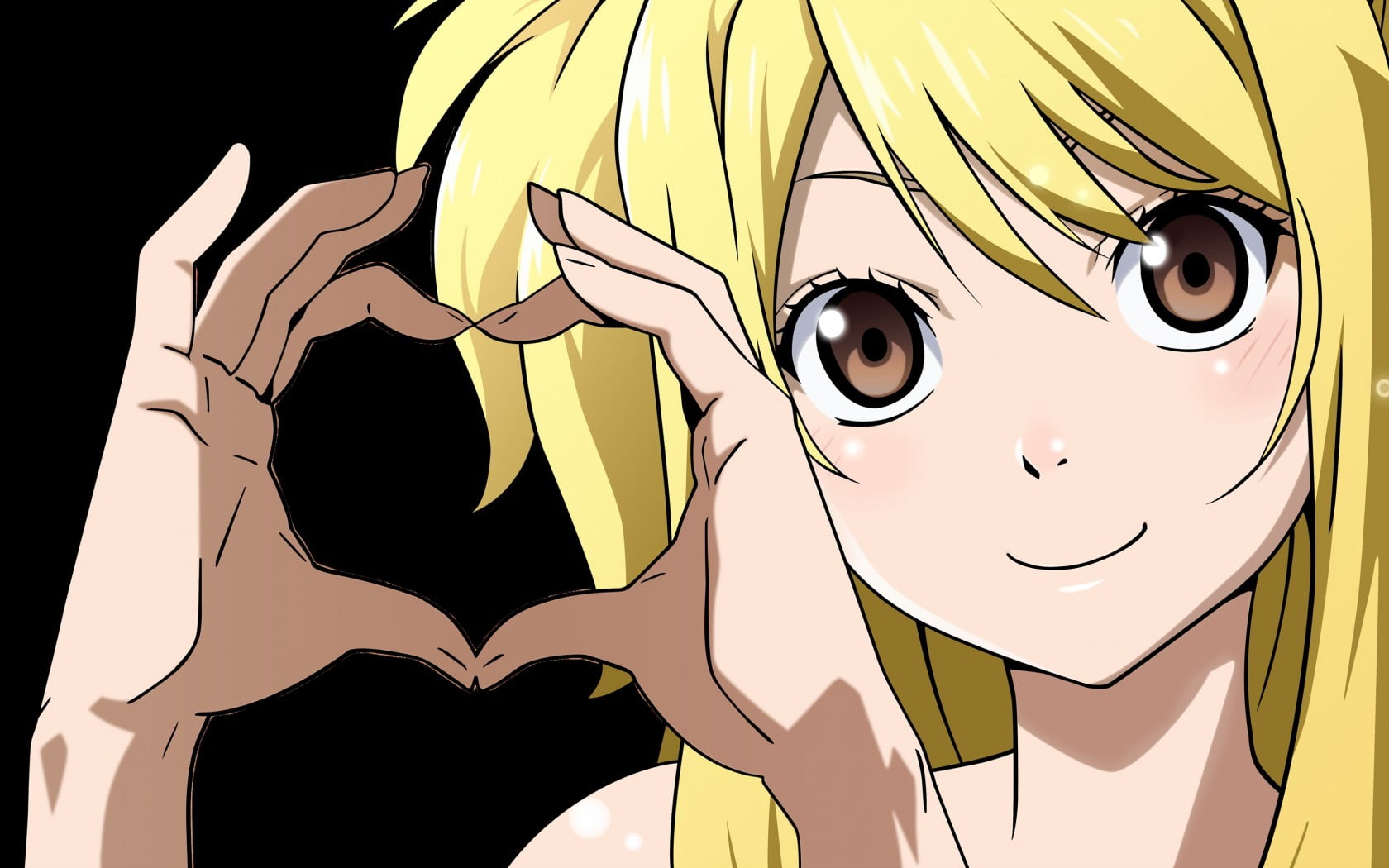 human face, Anime / Animated, create, leisure activity, young adult, smile, heart, human body part, yellow, lucy, heartfilia, 720P, one person, lifestyles, HD Wallpaper