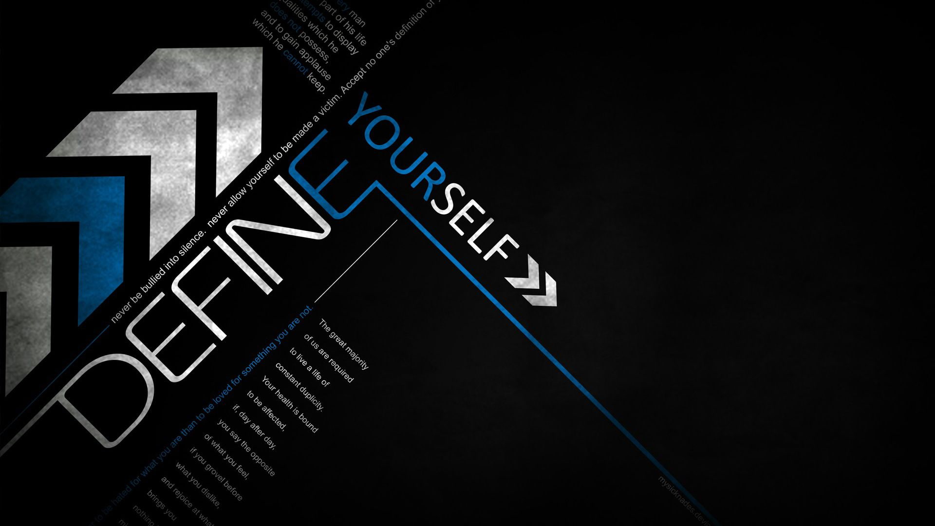 white, youself, inspiration, define, grundge, hd, motivation, blue, arrows, vector, 1080P, HD Wallpaper