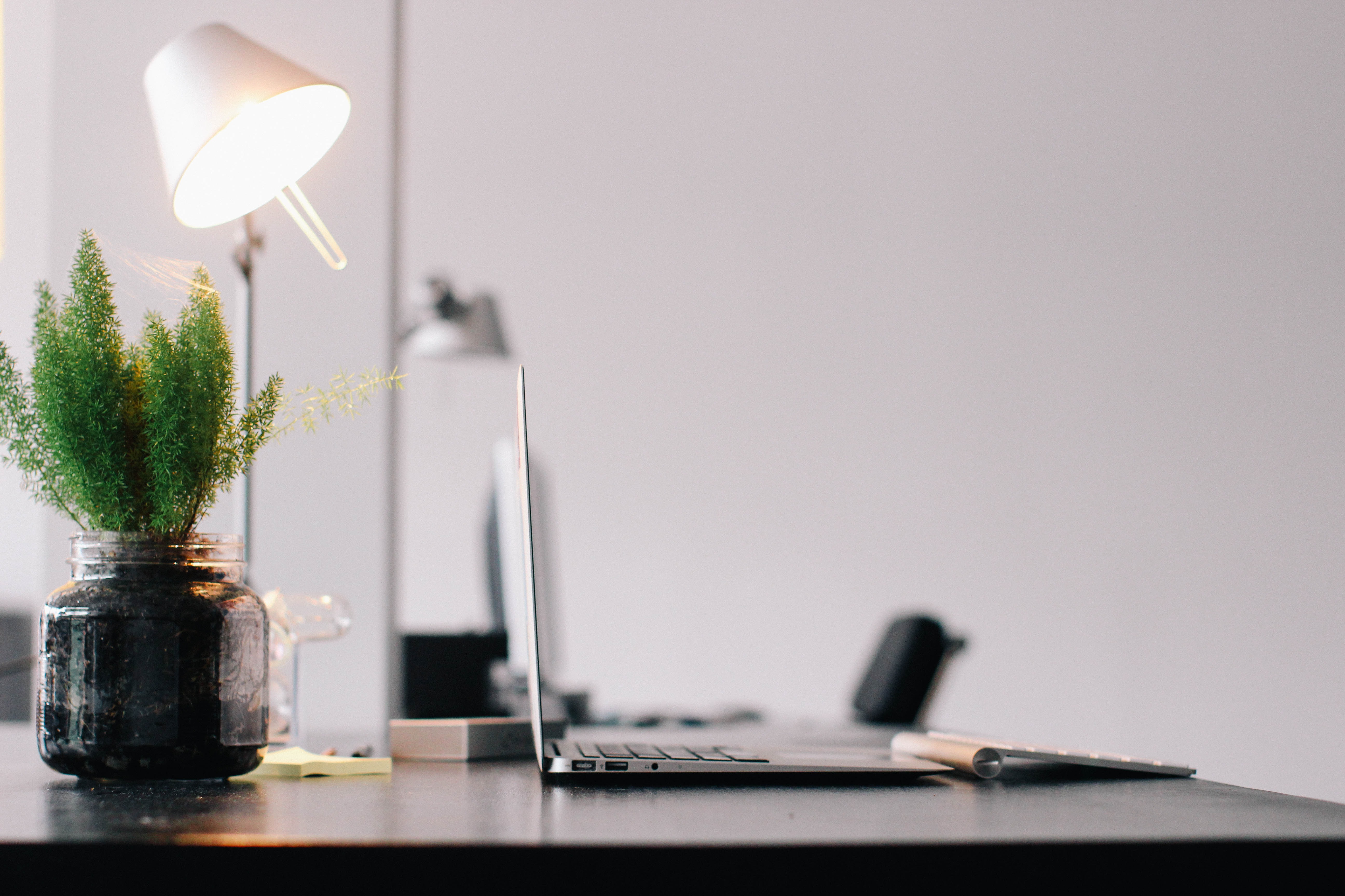 air, business, work, laptop, potted, pen, wireless technology, daytime, technology, computer, no people, interior, office, copy space, corporate, green, HD Wallpaper