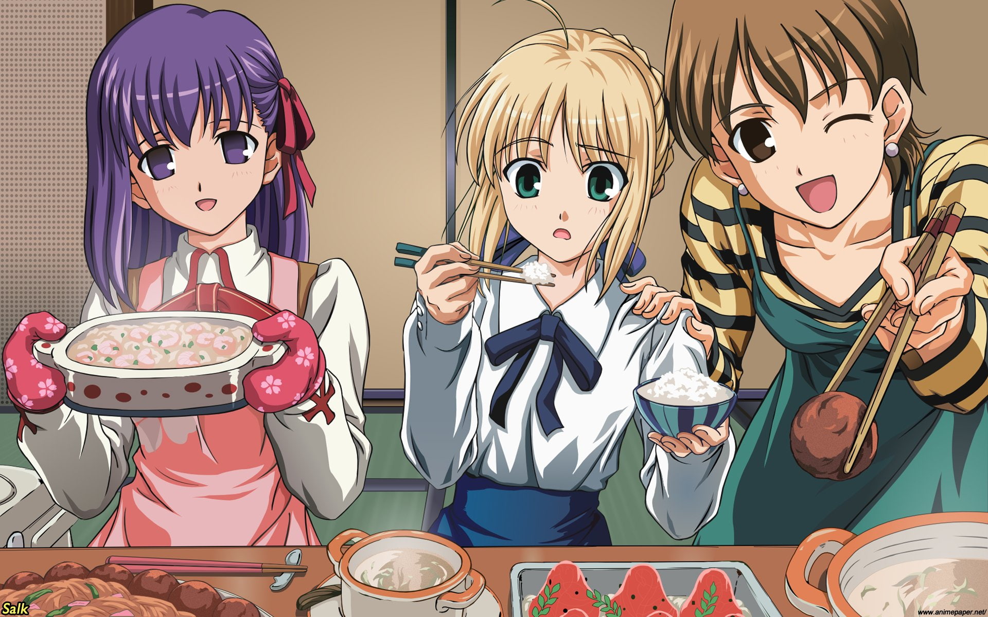 Saber (Fate Series), Fate Series, 1080P, Taiga Fujimura, Todays Menu for the Emiya Family, Sakura Matou, Fate/Stay Night, HD Wallpaper