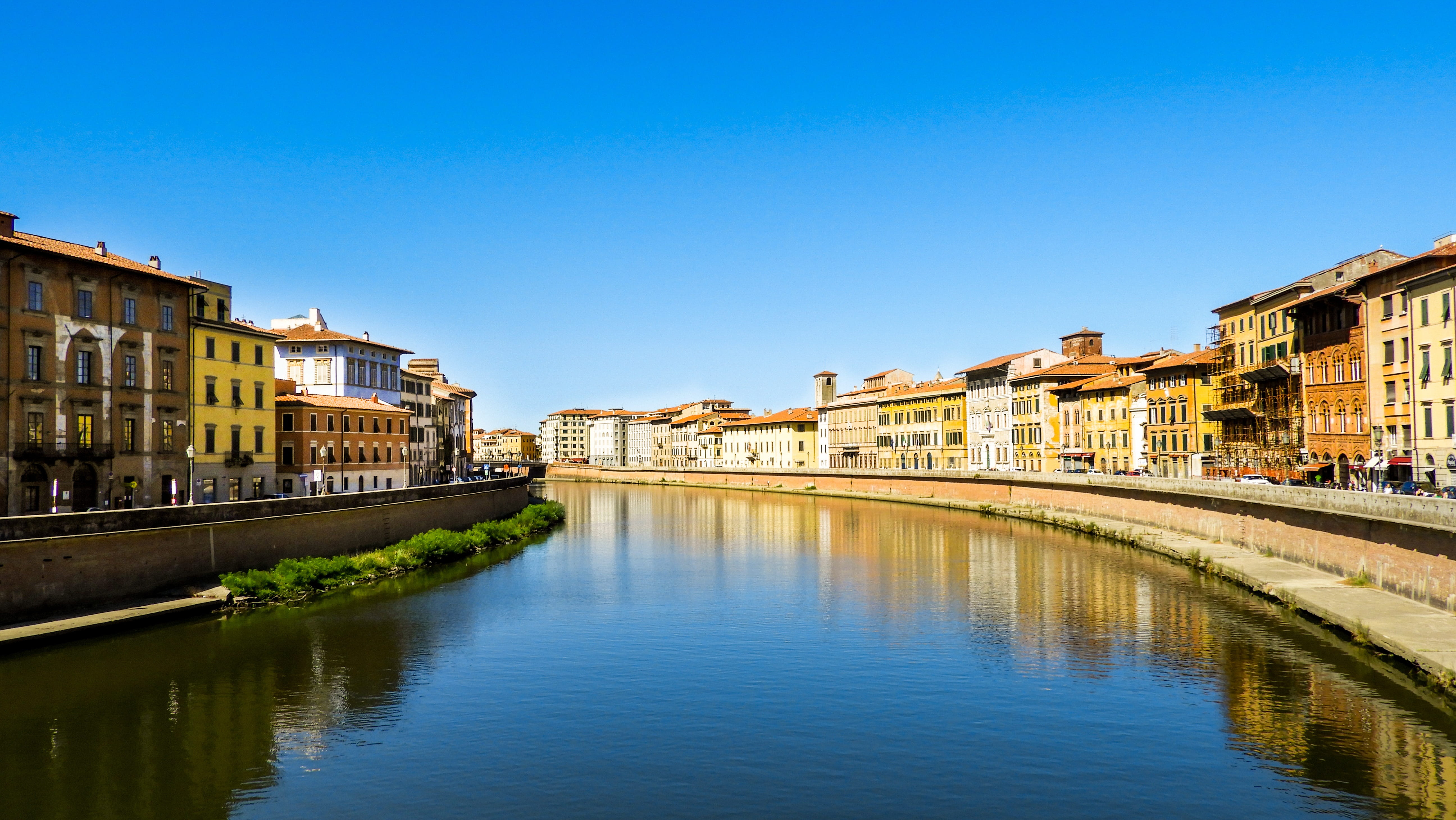 river, 5K, arno, autumn, pisa, bridge, bridge - man made structure, tuscany, building exterior, holidays, cables, bird, travel destinations, day, buildings, HD Wallpaper