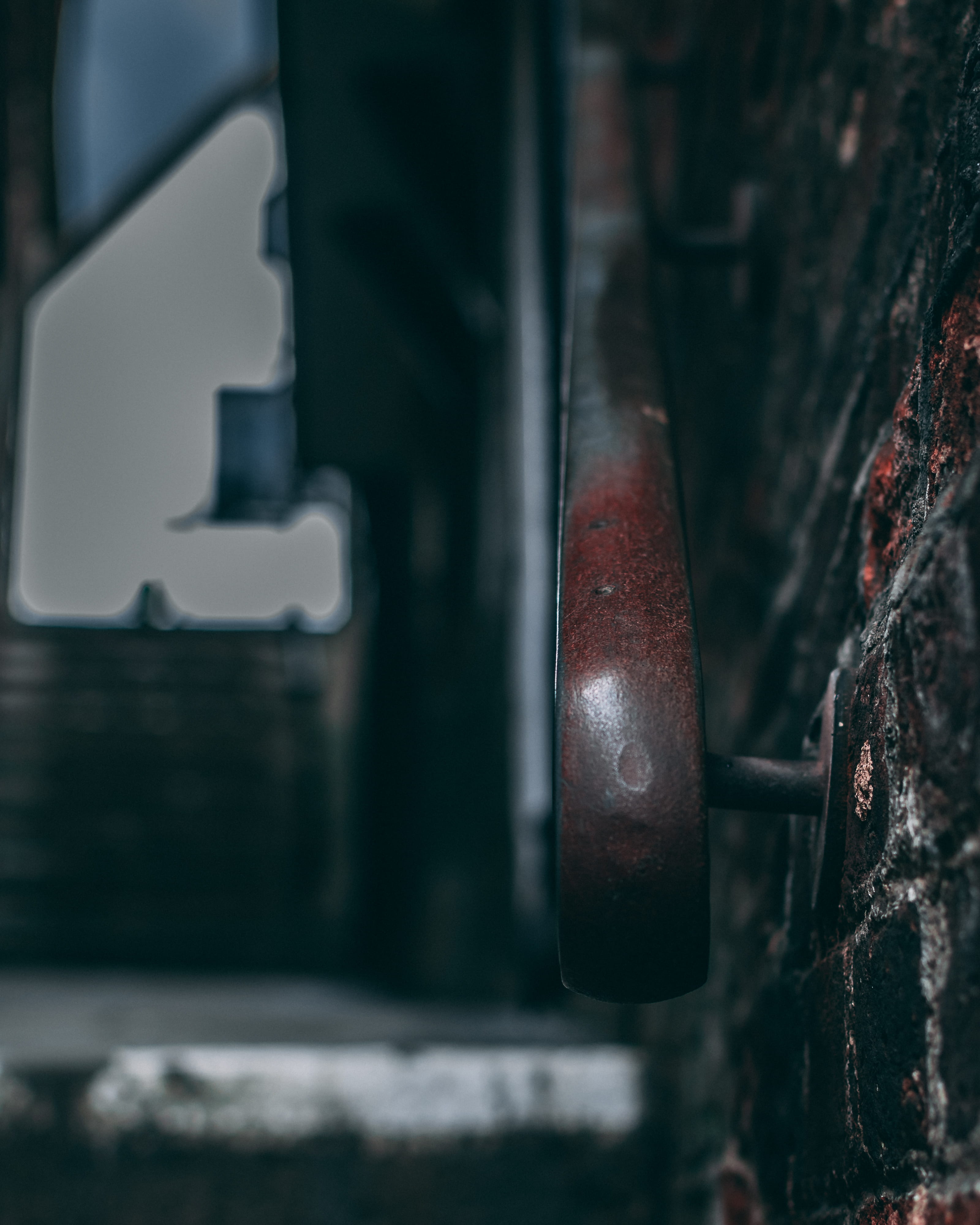 wood, no people, wood - material, rusty, photography, steel, brickwall, technology, red, entrance, selective focus, protection, leather, iron, 4K, blurred background, Phone HD Wallpaper