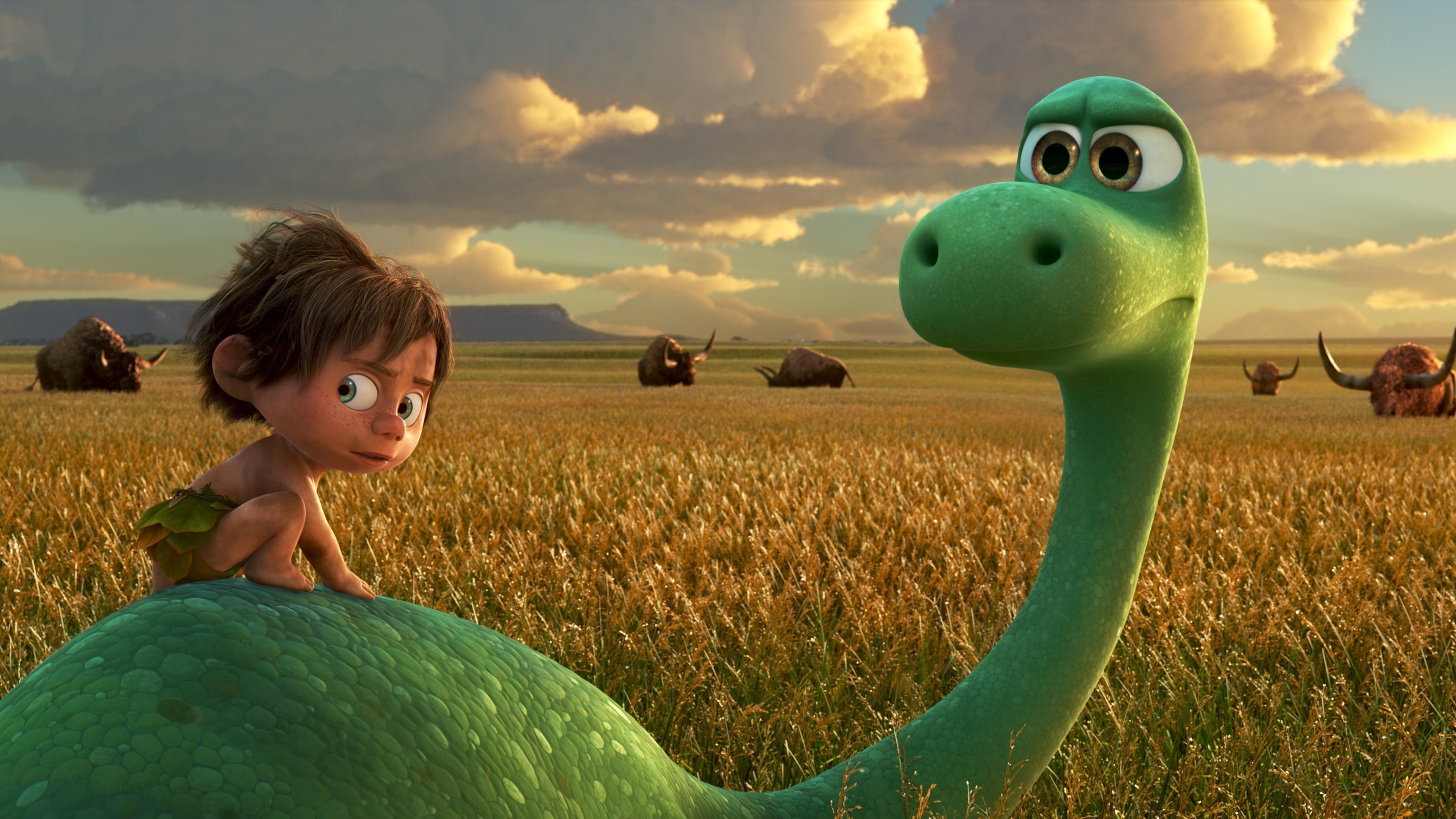 disney, leisure activity, lifestyles, portrait, men, pixar, 2016 movies, the good dinosaur, one person, nature, offspring, child, green color, outdoors, HD Wallpaper
