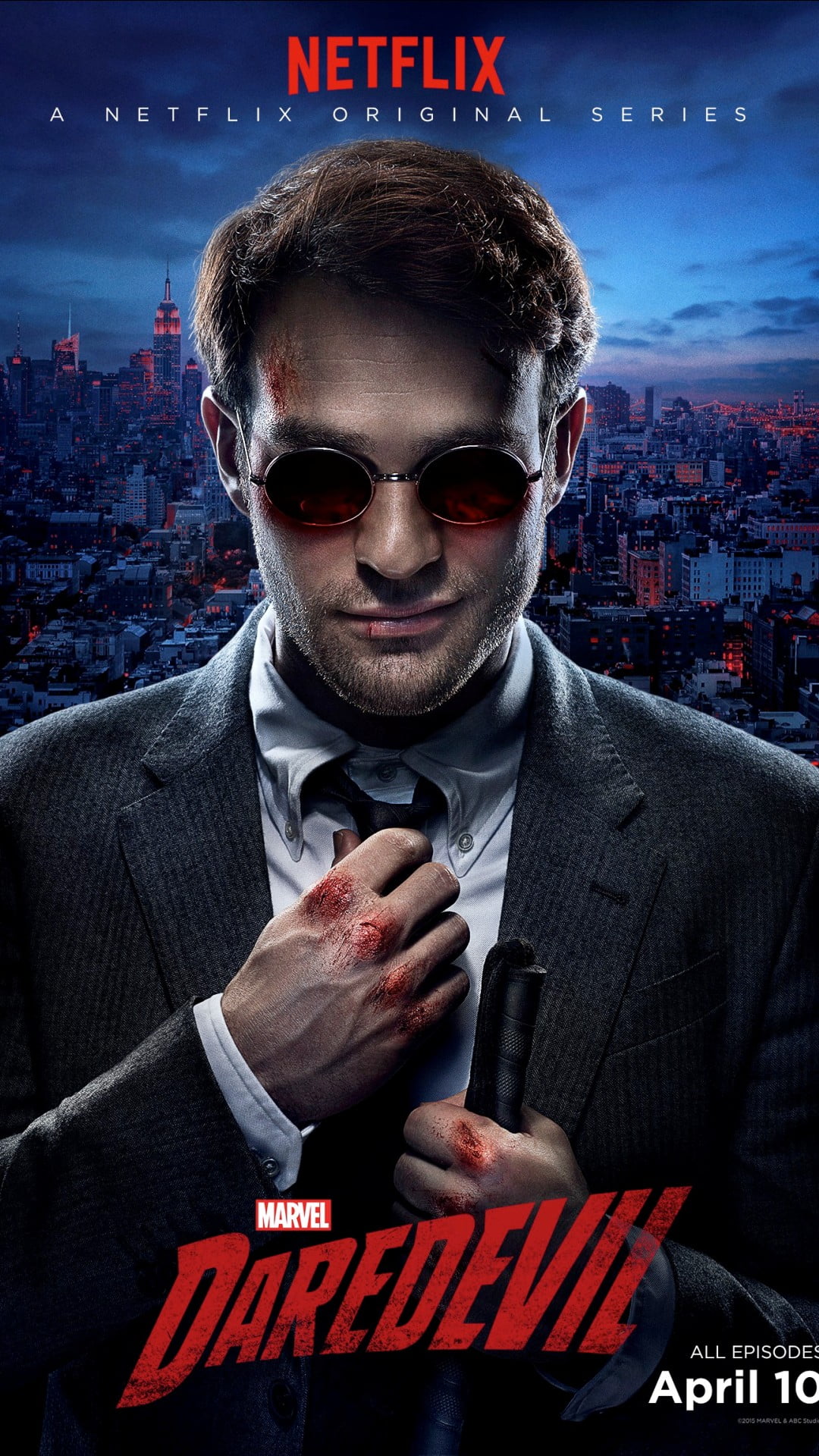 adult, dark, 2015, Hollywood Movies, business, nightlife, glasses, men, aggression, front view, looking at camera, waist up, hollywood, daredevil, Movies, Phone HD Wallpaper
