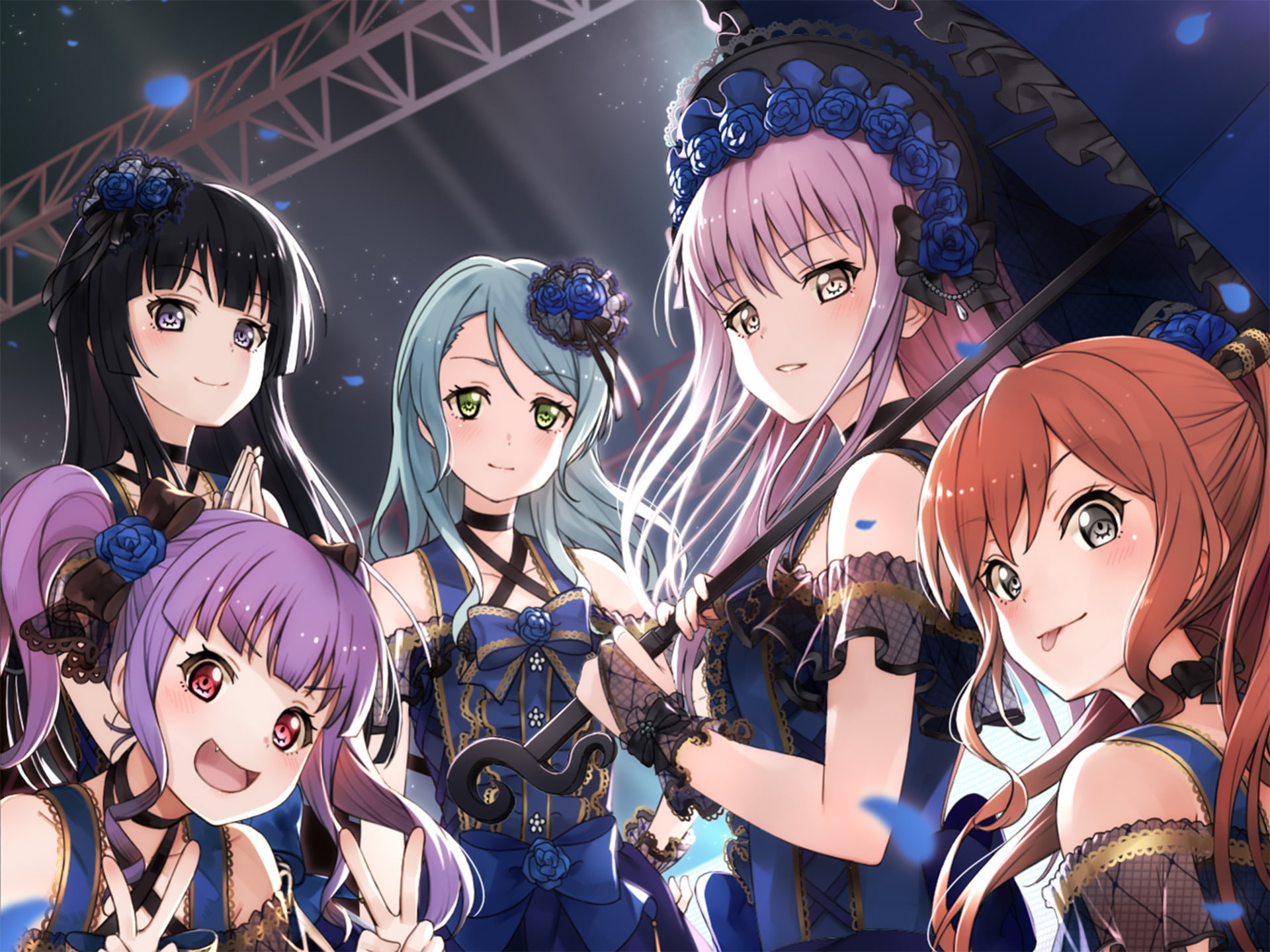 Concert, 1080P, Girl, BanG Dream!, Yukina Minato, Lisa Imai, Ako Udagawa, Band, Anime, Sayo Hikawa, Rinko Shirokane, HD Wallpaper