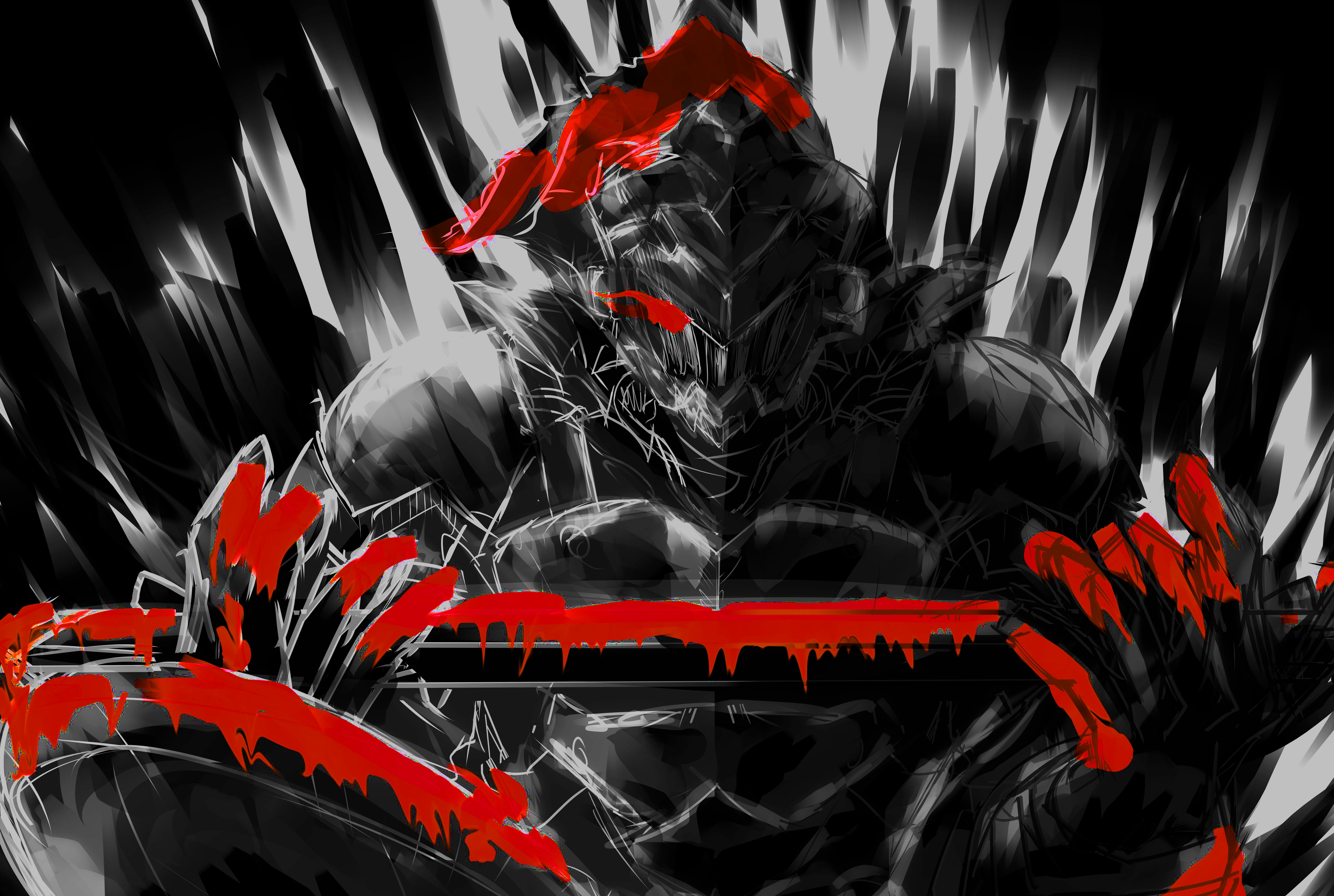 Sword, Anime, Armor, 4K, Blood, Goblin Slayer, HD Wallpaper