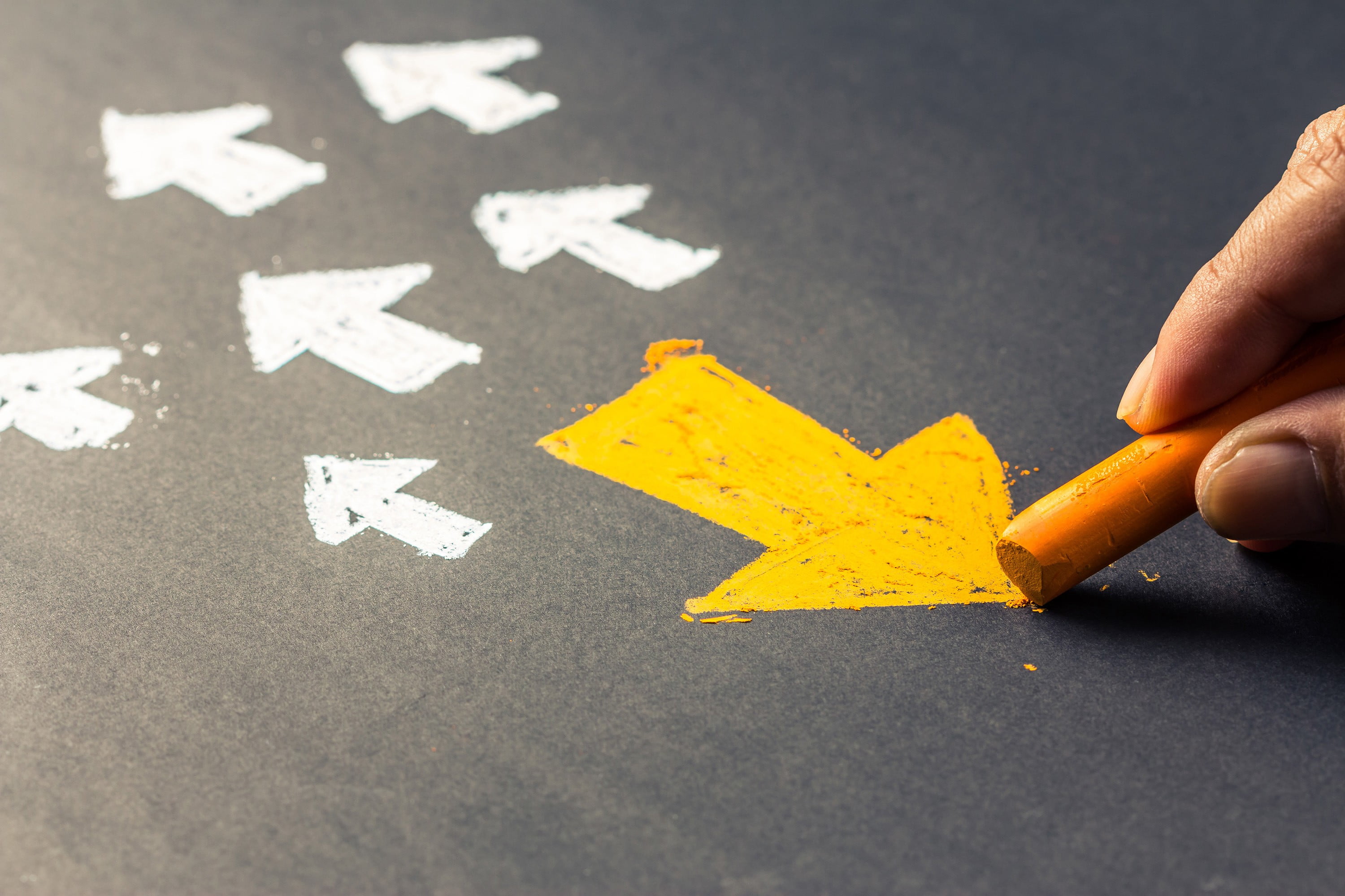 lifestyles, direction, road, chalk, one person, hand, human body part, yellow, body part, finger, sign, arrows (design), childhood, day, transportation, HD Wallpaper