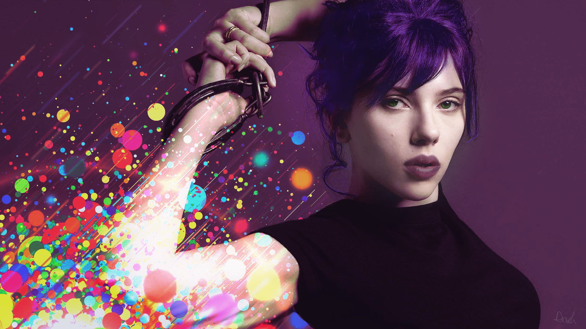 top, black, photo manipulation, fashion, beauty, nightlife, Scarlett Johansson, make-up, portrait, hairstyle, looking at camera, beautiful woman, arts culture and entertainment, HD Wallpaper