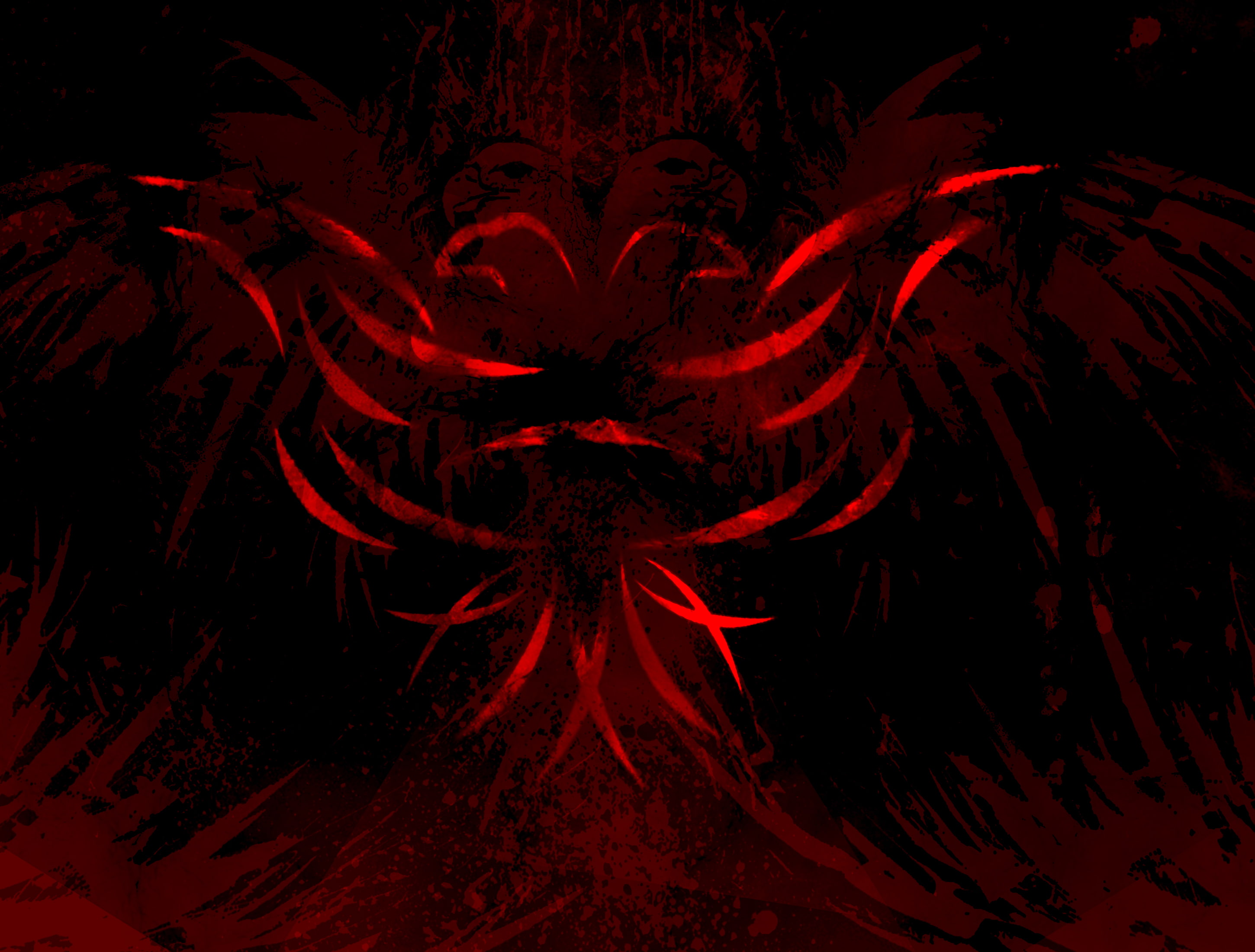 black color, demon - fictional character, black, dark, abstract, animal, eagle, spooky, black background, 2K, red, sky, celebration, animal themes, no people, HD Wallpaper