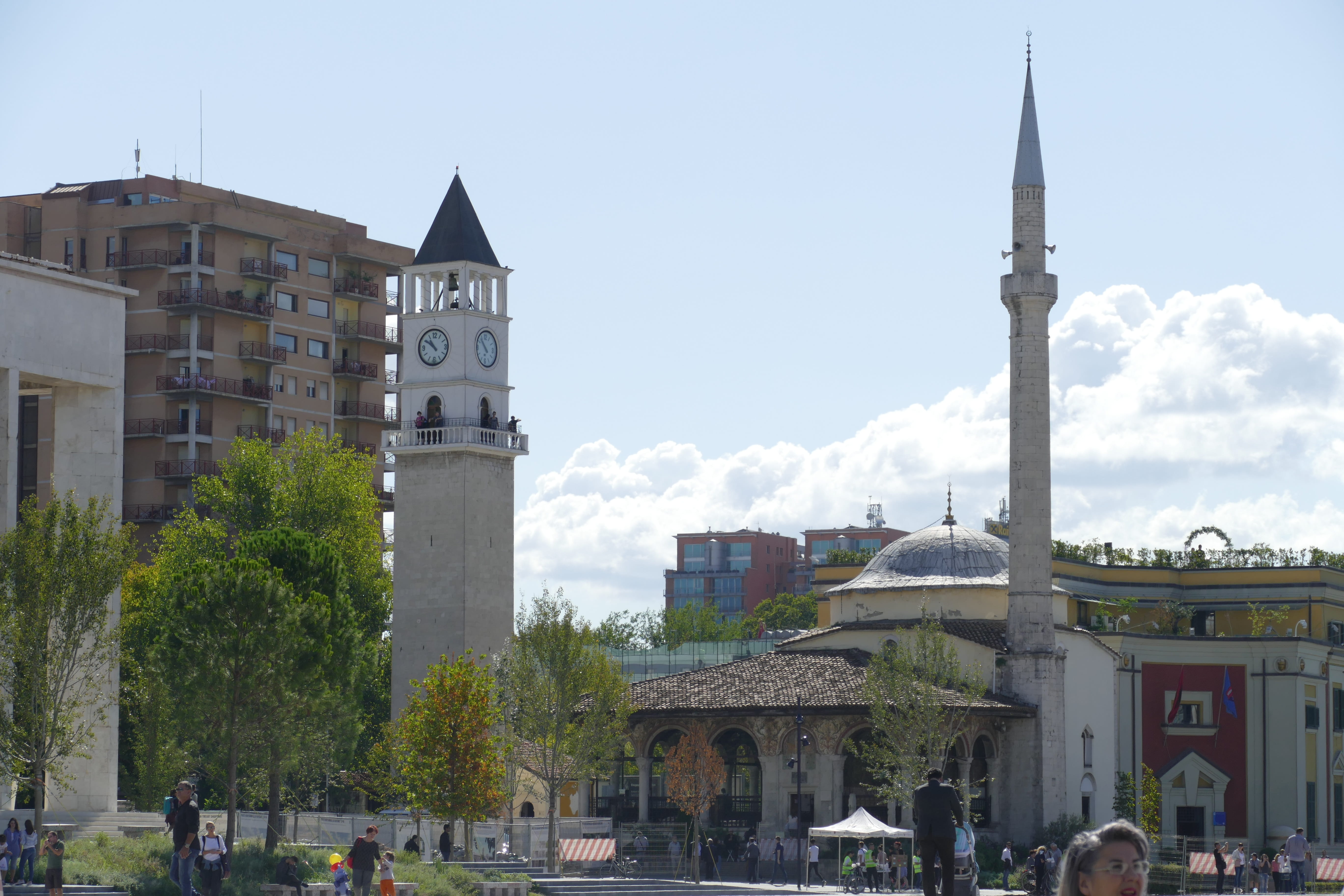 place of worship, spirituality, 5K, yers, nature, building, day, mosque, group of people, incidental people, city, albania, history, religion, building exterior, HD Wallpaper