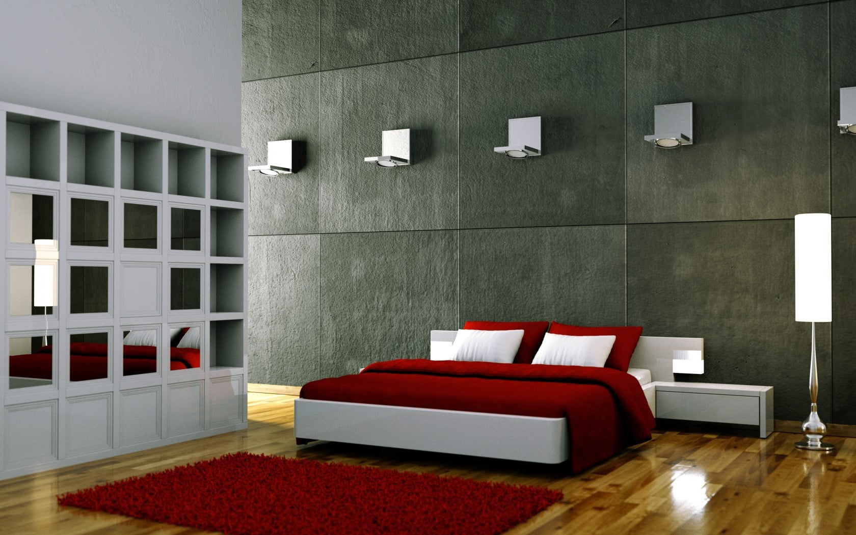 bed, lamp, chair, apartment, design, elegance, living Room, red, decor, pillows, residential District, shade, electric Lamp, comfortable, window, decoration, HD Wallpaper