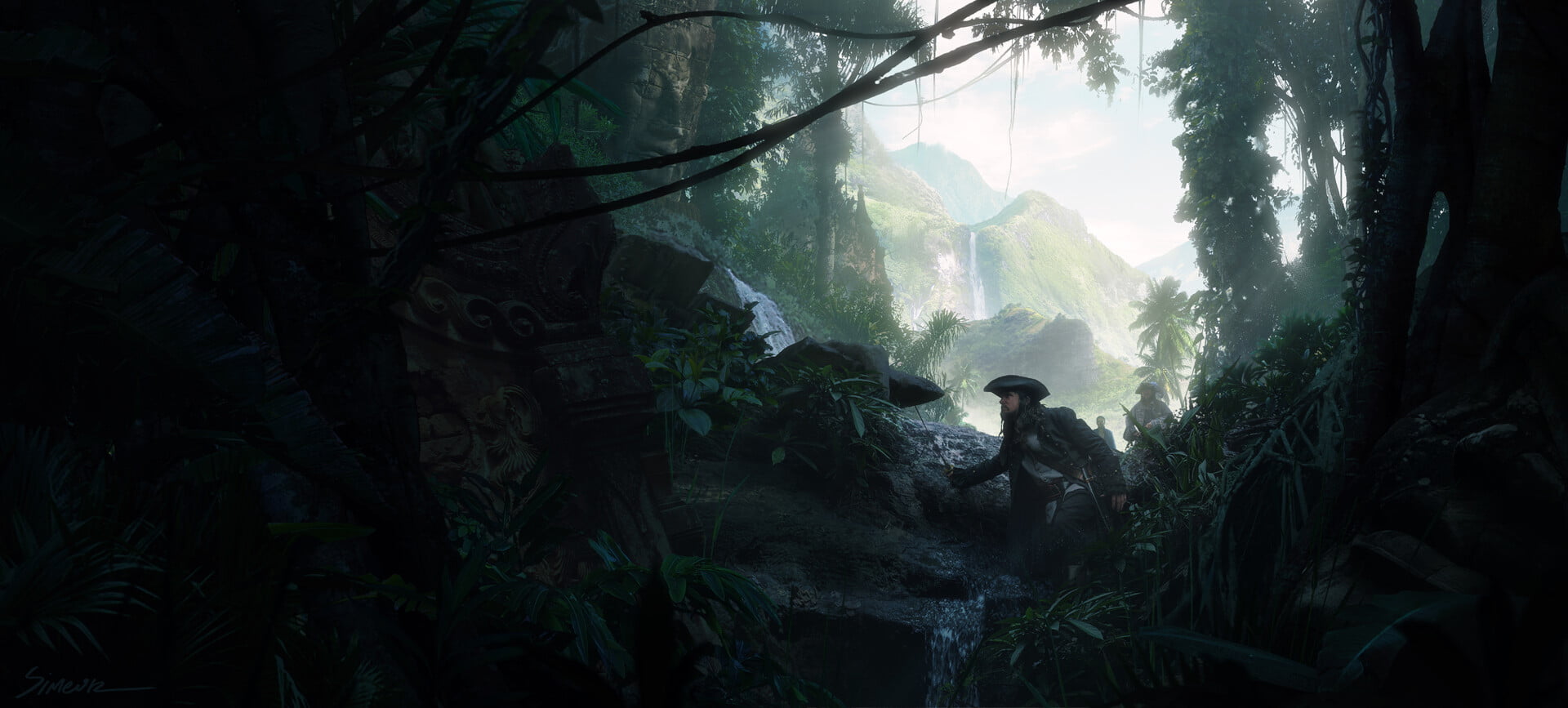 fantasy art, mountains, 1080P, piracy, HD Wallpaper