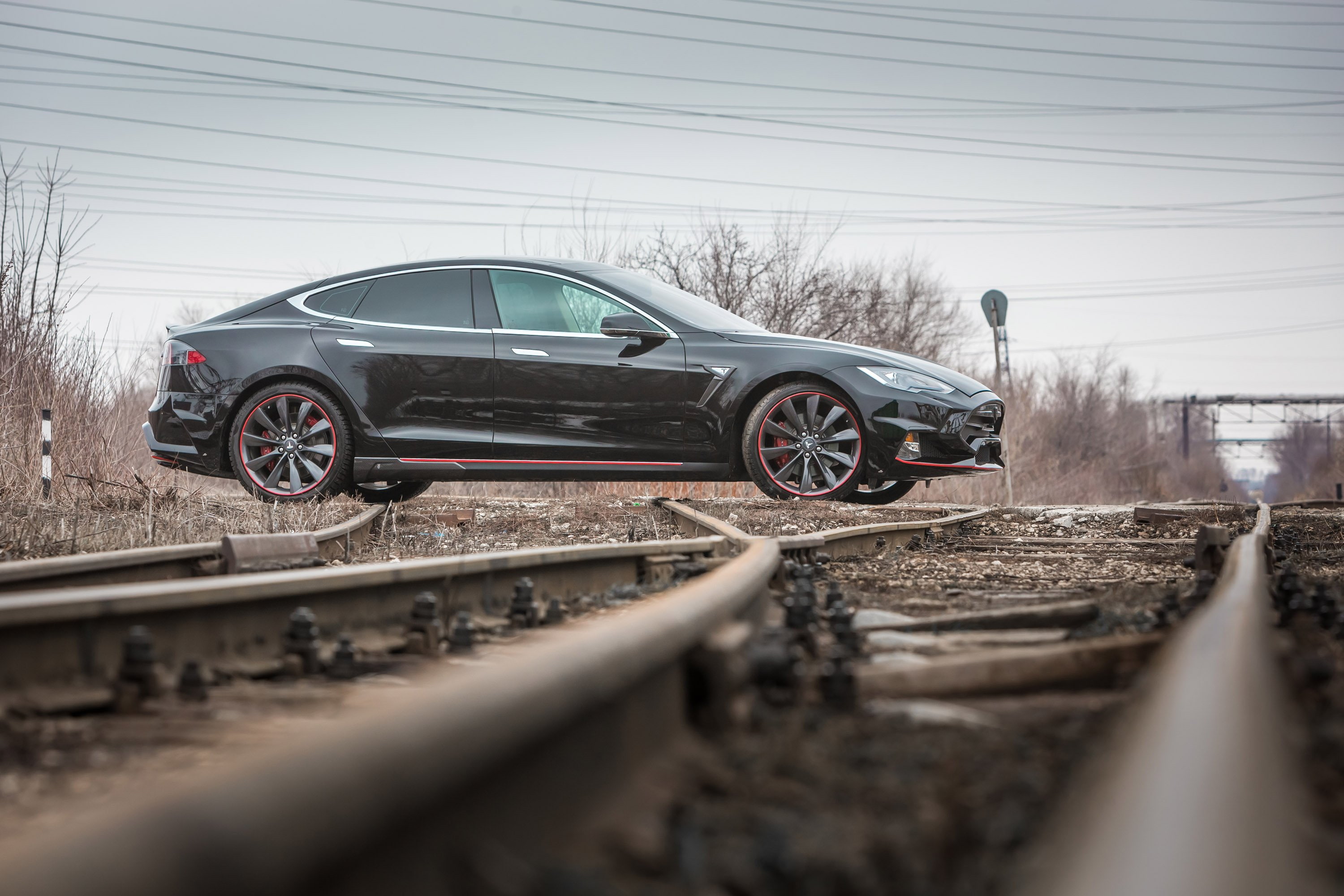 cars, larte, model, black, tesla, 2K, modified, design, electric, HD Wallpaper