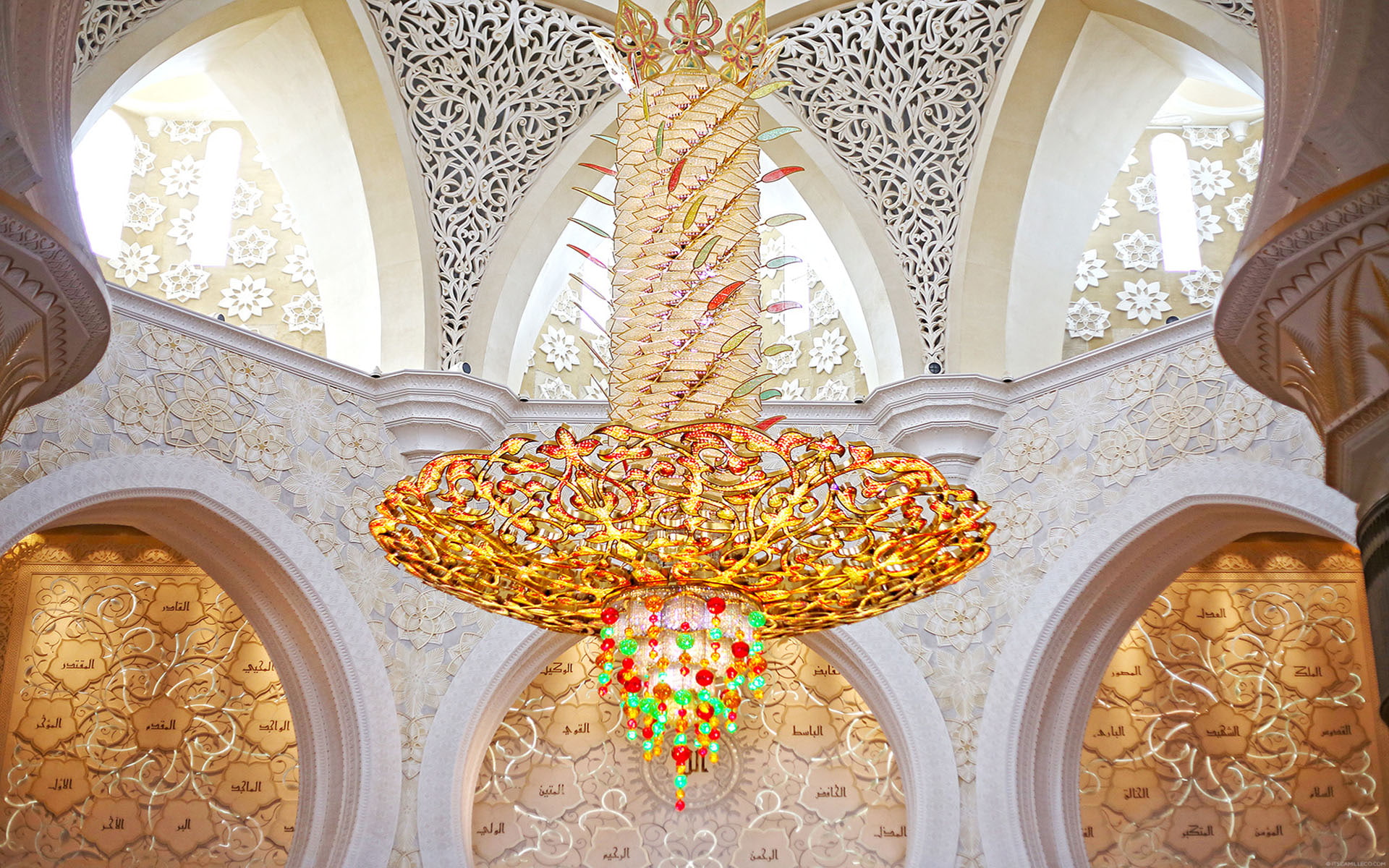 grand, 1080P, chandelier, different, emirates, arab, united, sheikh, crystals, hd, zayed, mosque, dhabi, abu, colors, HD Wallpaper