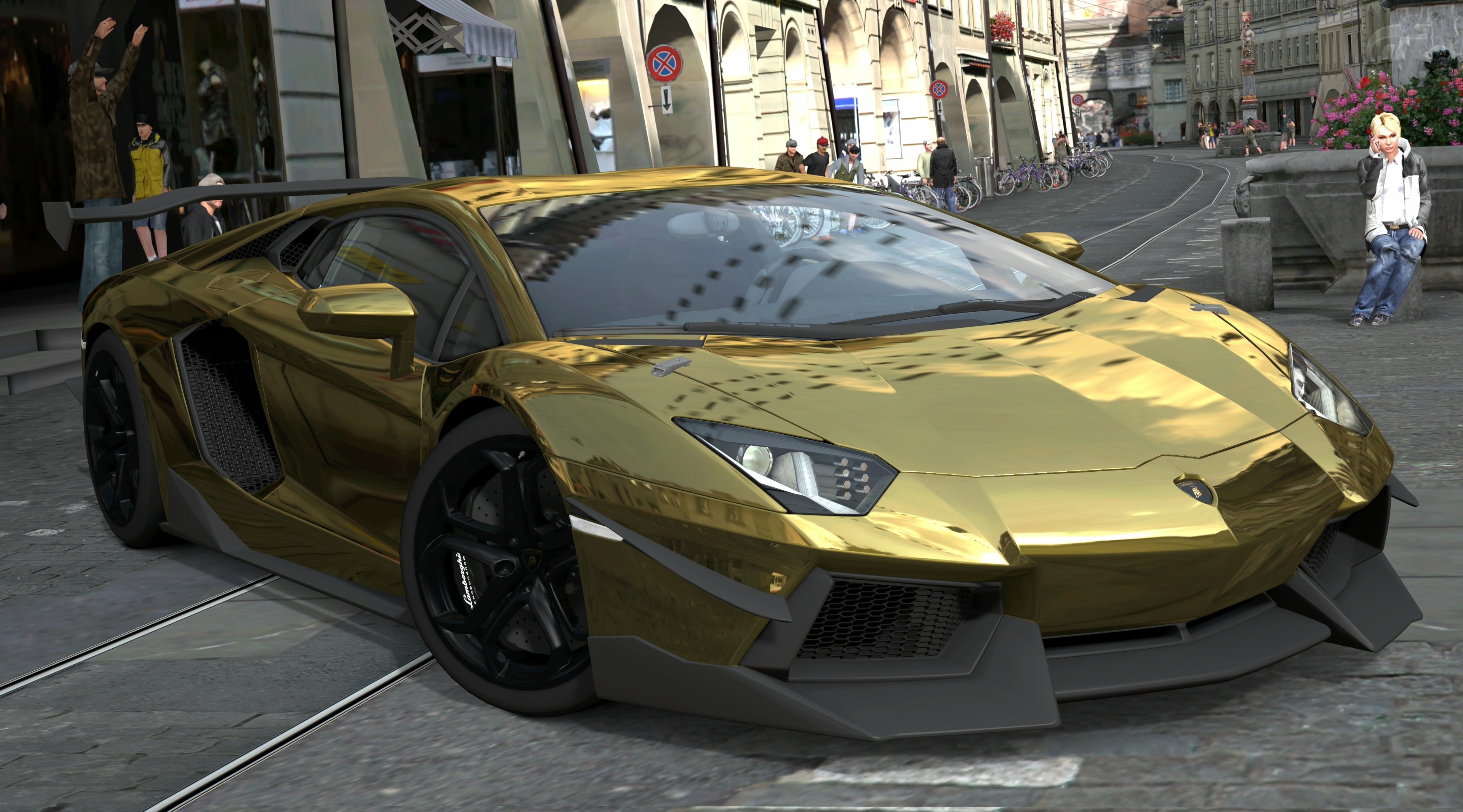 architecture, yellow, incidental people, taxi, Lamborghini, building exterior, road, street, city street, built structure, land vehicle, Games, lp, outdoors, HD Wallpaper