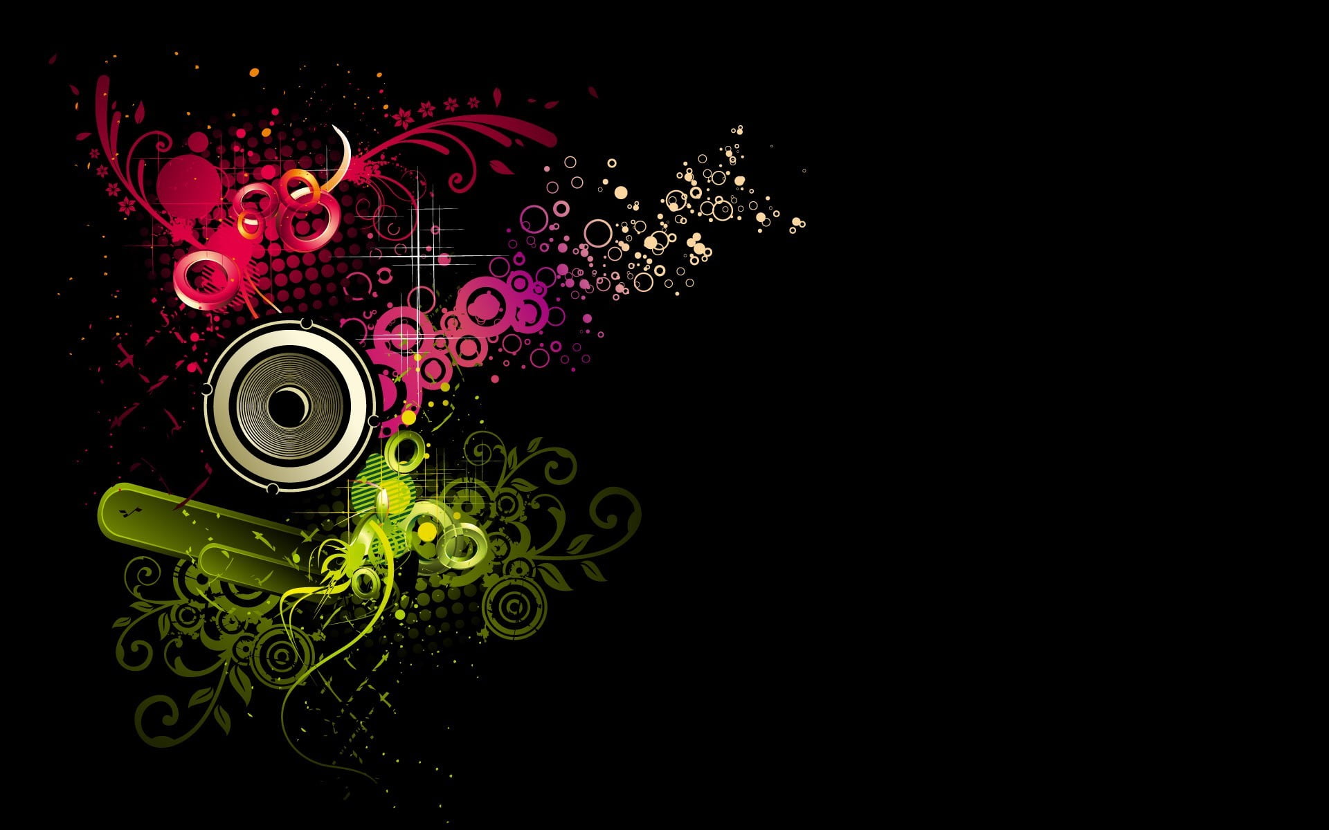 white, green, creativity, night, indoors, copy space, motion, black background, 1080P, decoration, web design, pattern, design, nature, colorful, multi colored, HD Wallpaper