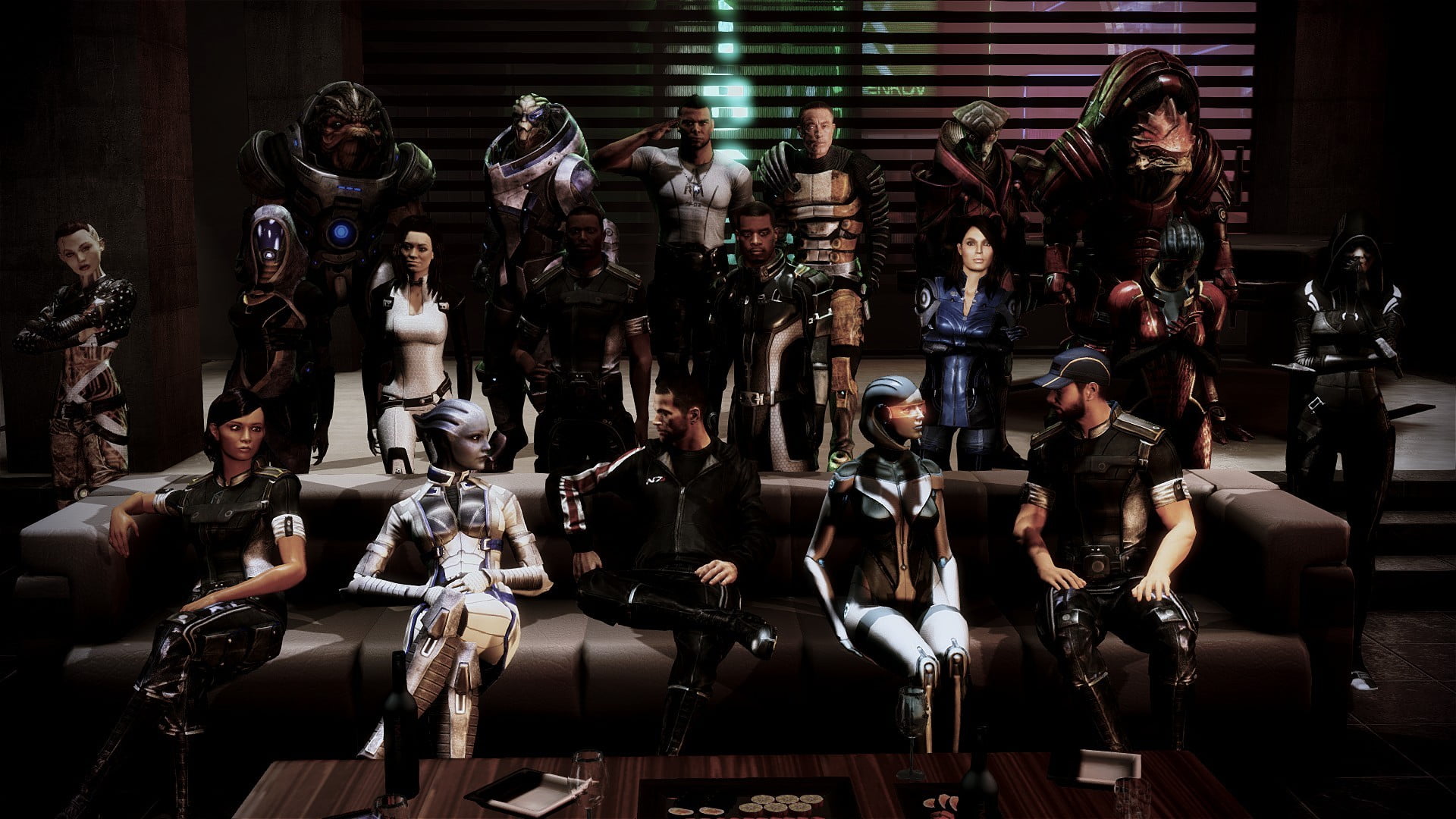 human representation, fantasy art, adult, uniform, sitting, in a row, Mass Effect, assorted, group of people, standing, male likeness, arts culture and entertainment, HD Wallpaper
