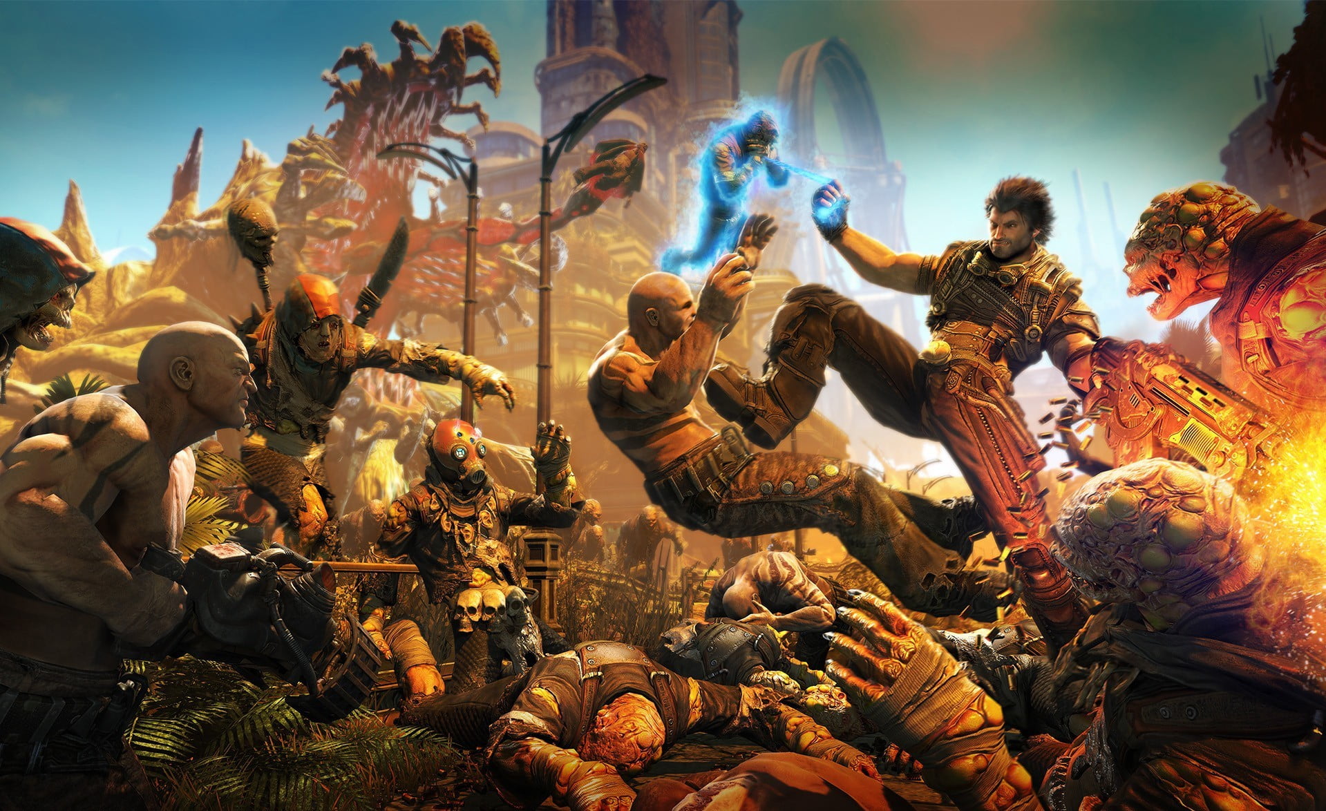 action, crowd, figure, architecture, celebration, video games, Bulletstorm, large group of people, built structure, male likeness, religion, traditional festival, HD Wallpaper