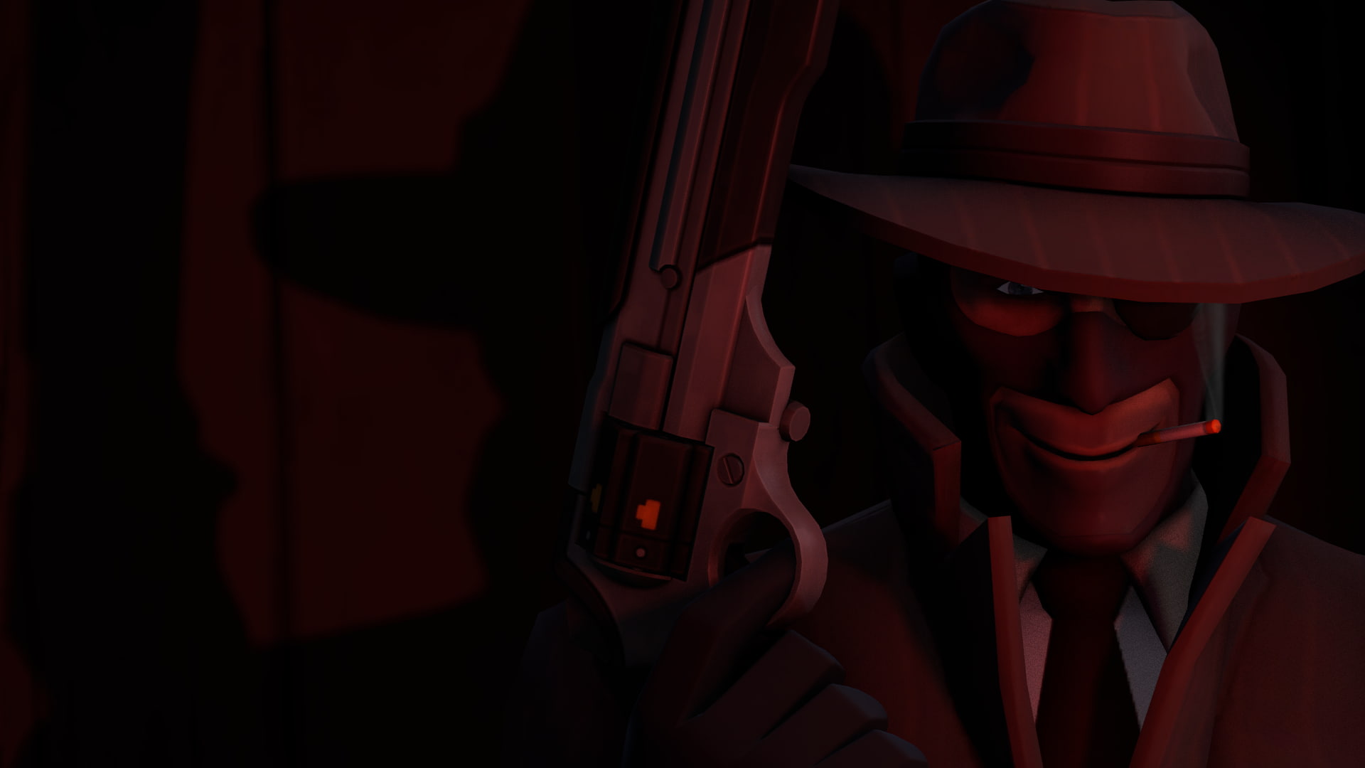 red, spy, close-up, 1080P, fortress, team, clothing, representation, human representation, aggression, weapon, dark, people, body part, seat, military, HD Wallpaper