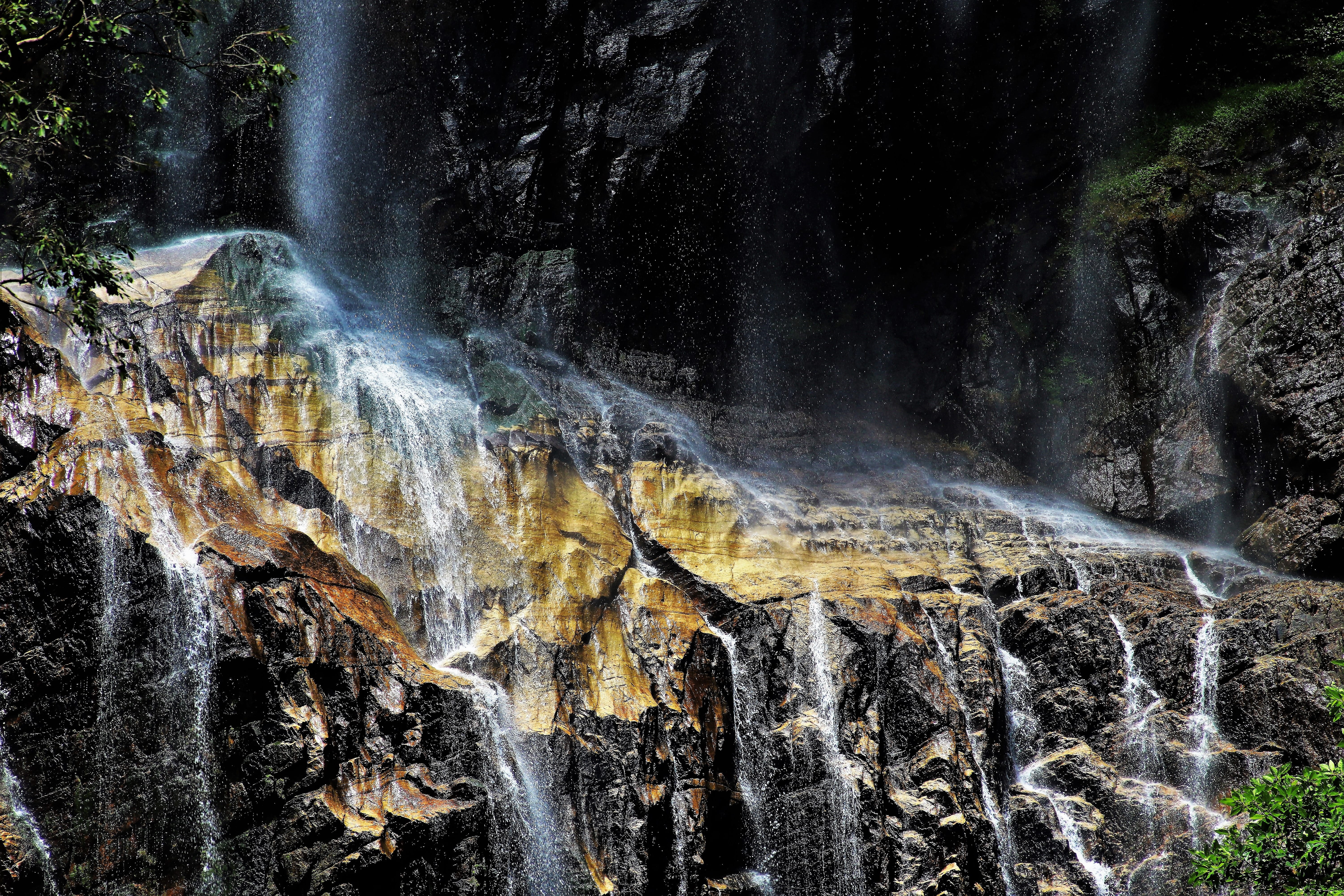 no people, stone, land, motion, mountain, cascade, water, power in nature, landscape, non-urban scene, nature, tour, 5K, scenics - nature, flowing water, HD Wallpaper