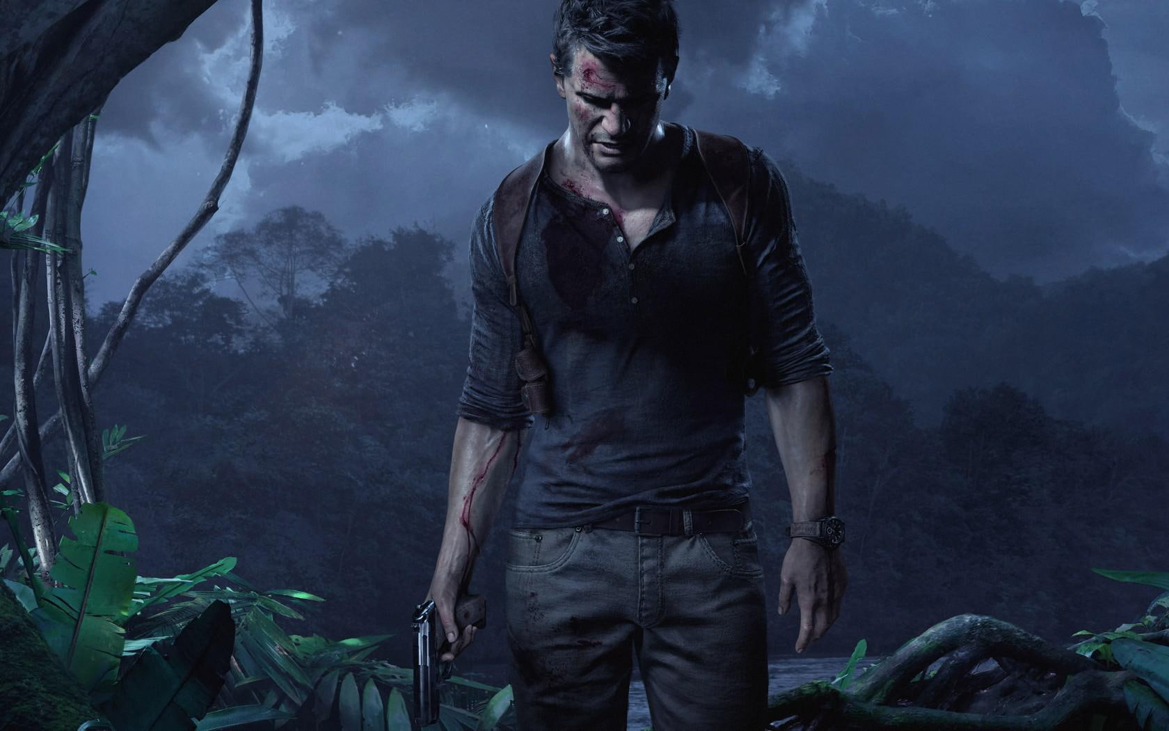shirt, s, 720P, polo, jungle, nathan drake, hero, weapons, drake, nathan, men, black, HD Wallpaper