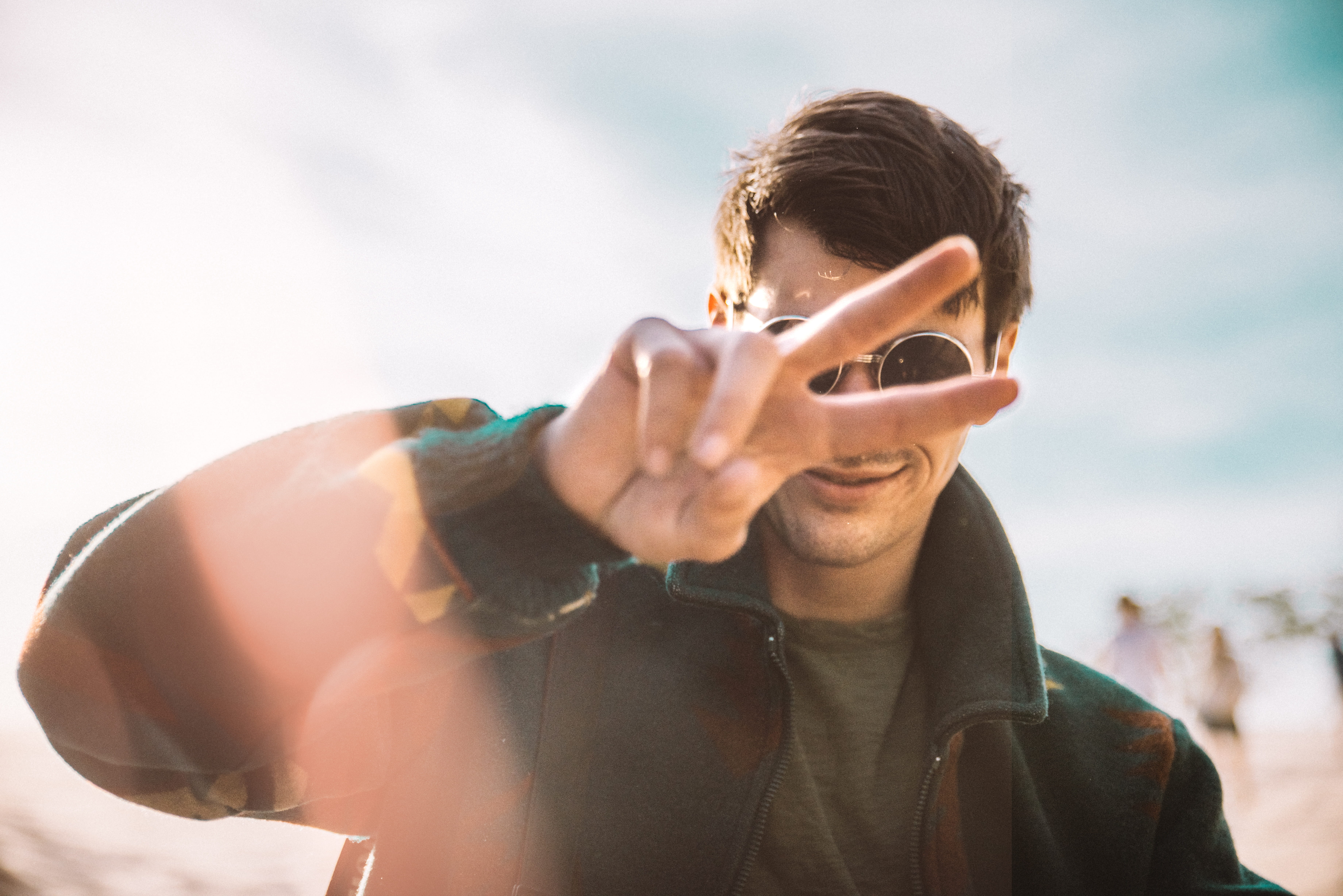 one Person, young Men, day, people, leather, front view, headshot, sky, nature, adult, young Adult, outdoors, happiness, sunglasses, leisure activity, one woman only, HD Wallpaper
