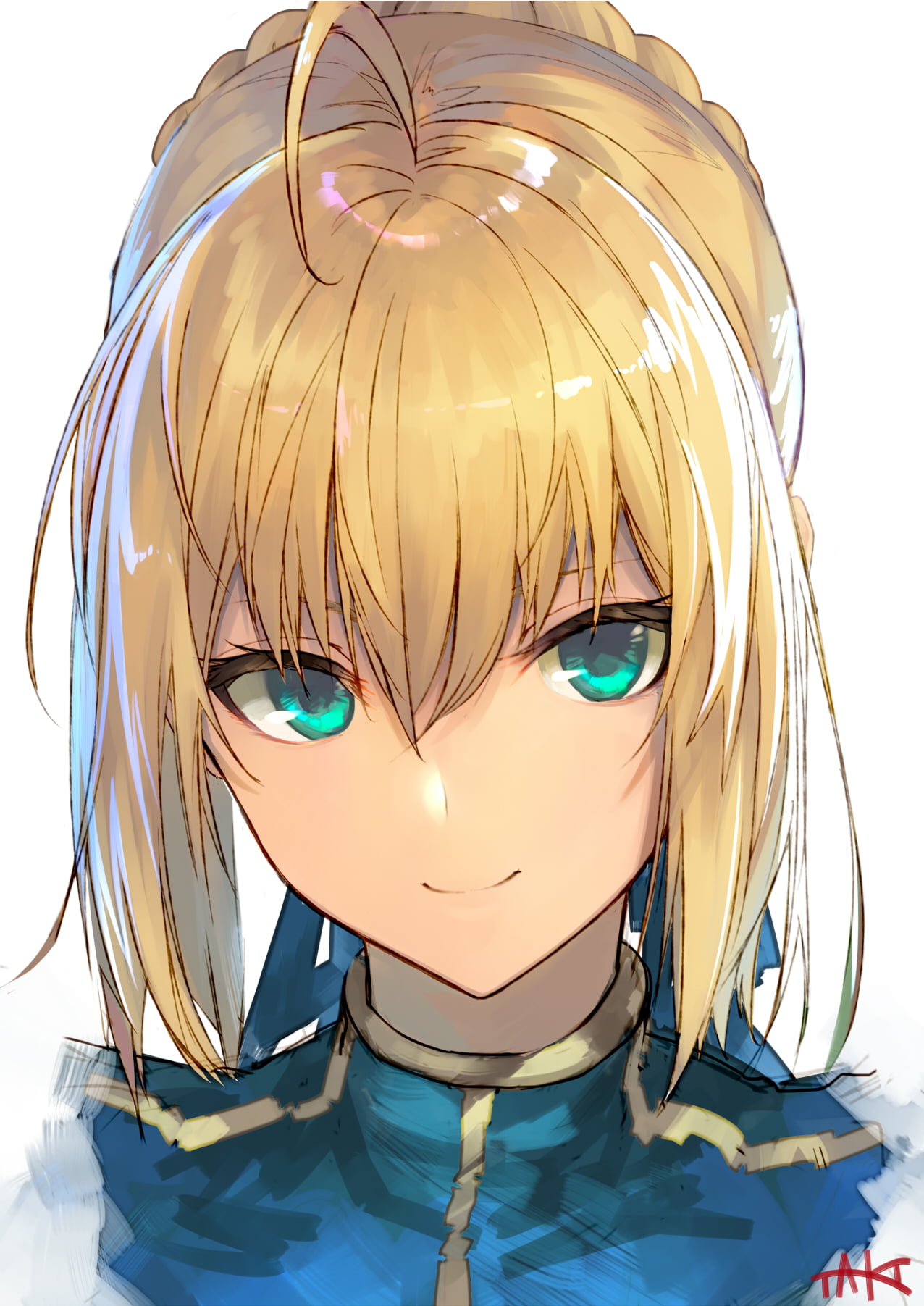 Fate/Stay Night, looking at viewer, anime girls, smiling, 720P, vertical, Arturia Pendragon, Fate Series, long hair, FGO, blond hair, simple background, Phone HD Wallpaper