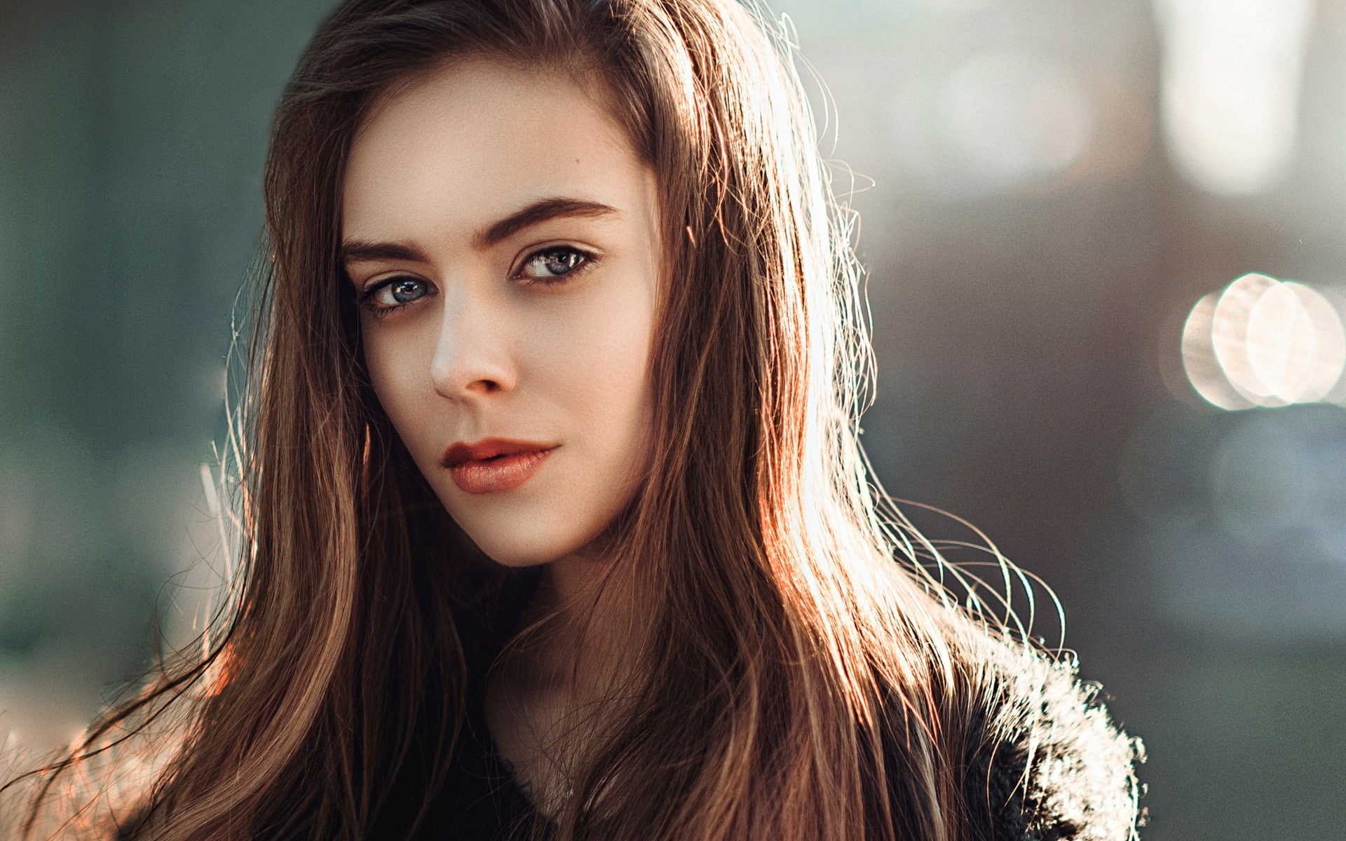 sweater, Girl, black, women, Kate, 1080P, Portrait, s, Sunlight, Russian, v, neck, HD Wallpaper
