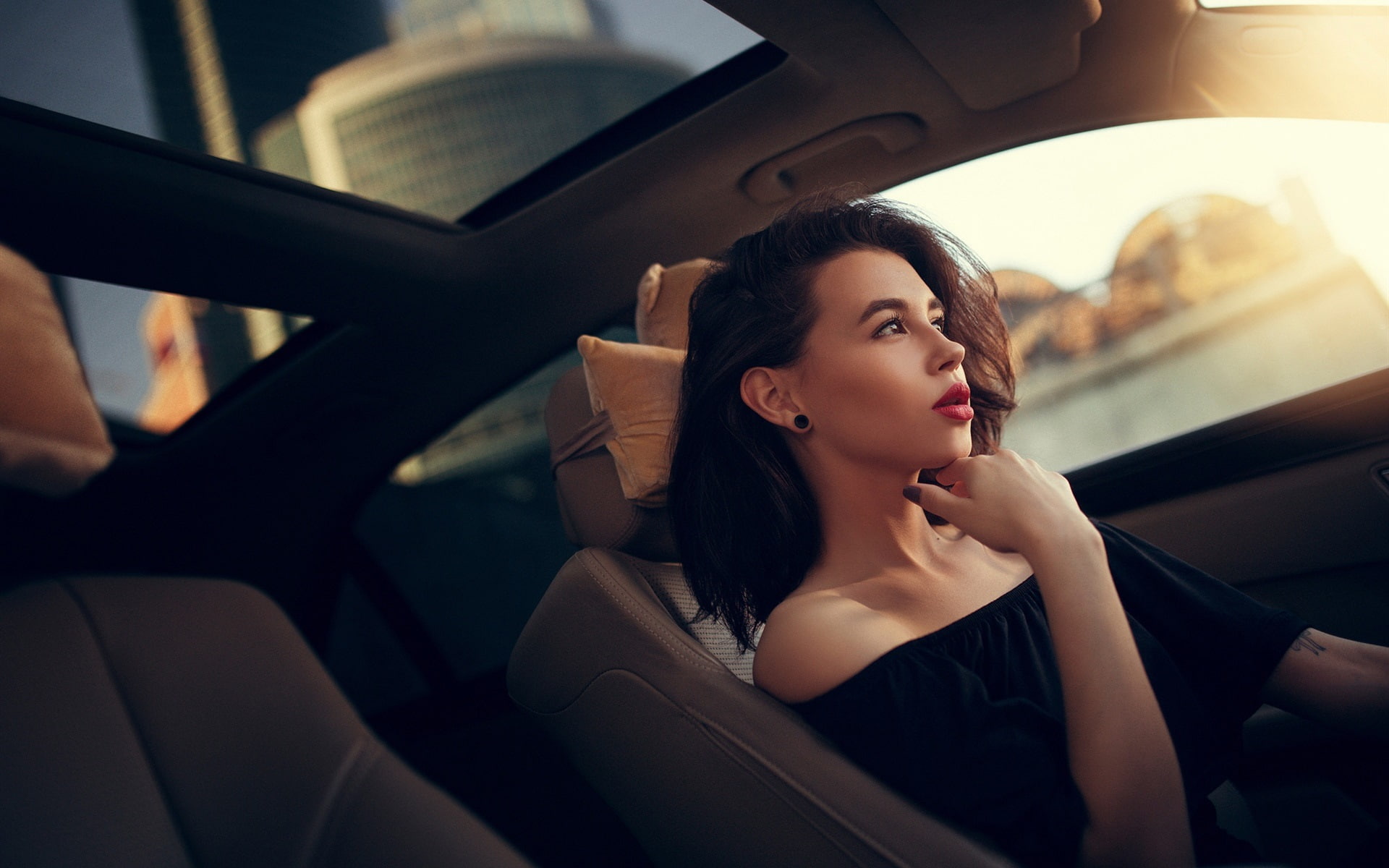 Girl, 1080P, Sunlight, Car, Makeup, HD Wallpaper