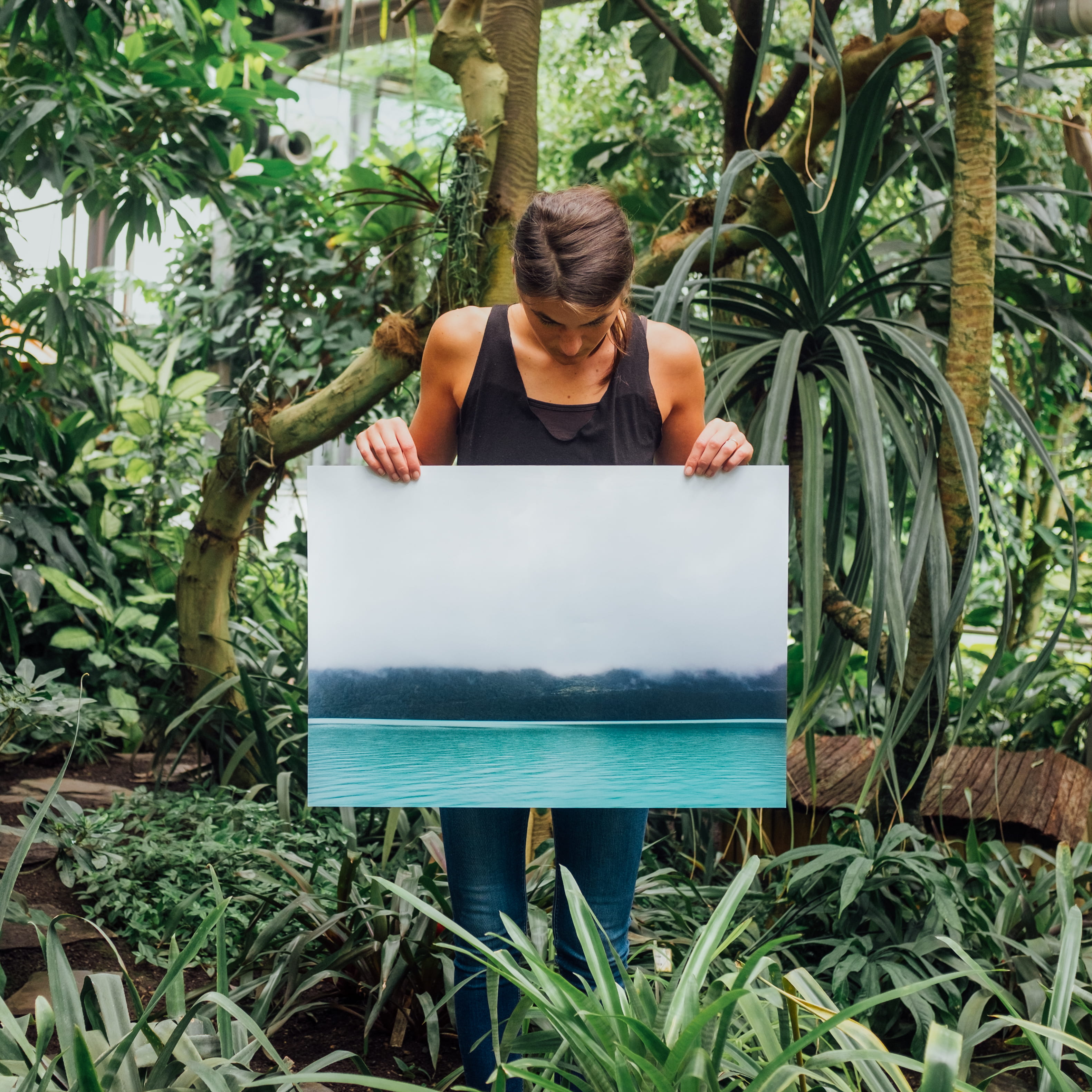real people, outdoors, lifestyles, standing, image, squared, dom, leaf, water, young women, art print, black, canvas, wearing, growth, hold, young adult, Phone HD Wallpaper
