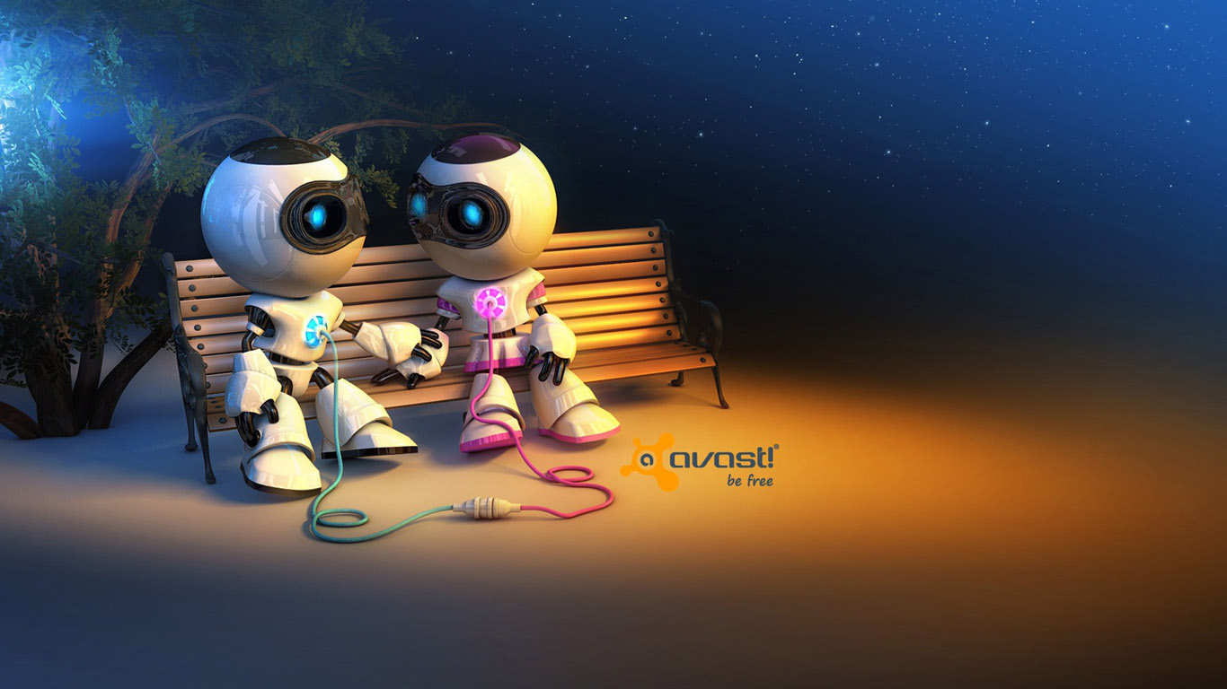 avast, 720P, 3d and abstract, robots, love, HD Wallpaper