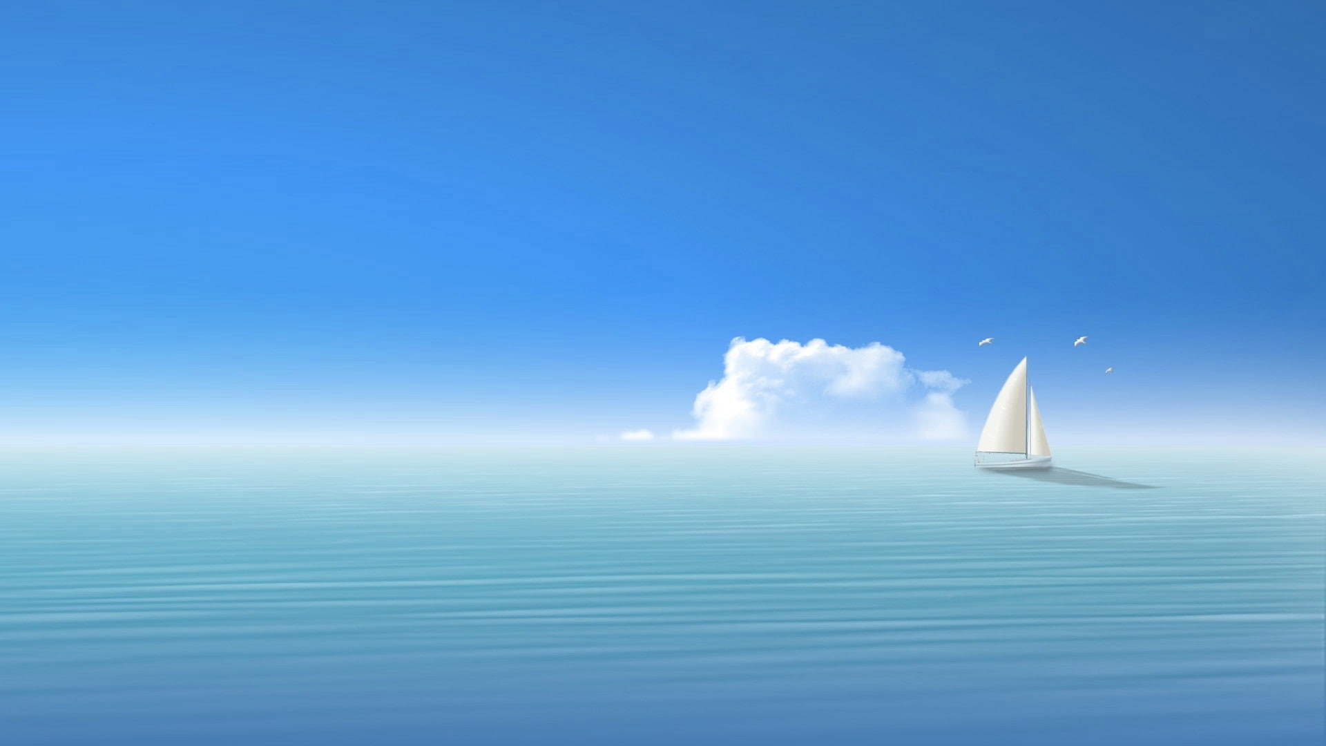 boat, 1080P, sea, seagulls, HD Wallpaper